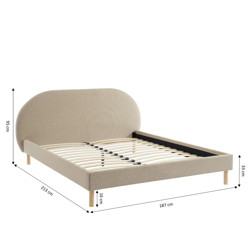 NEBULA Upholstered Bed with Headboard – Greige