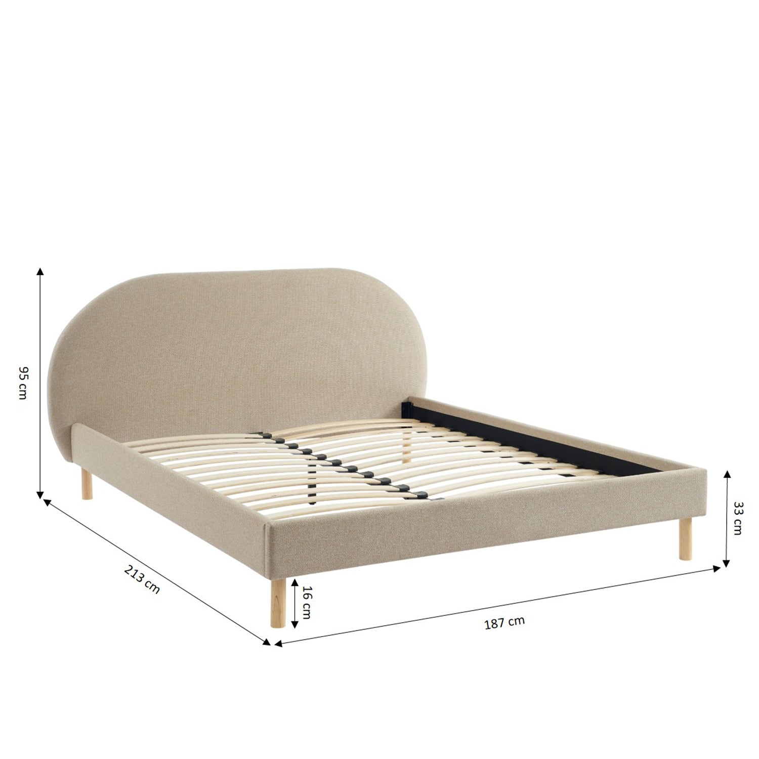 NEBULA Upholstered Bed with Headboard – Greige
