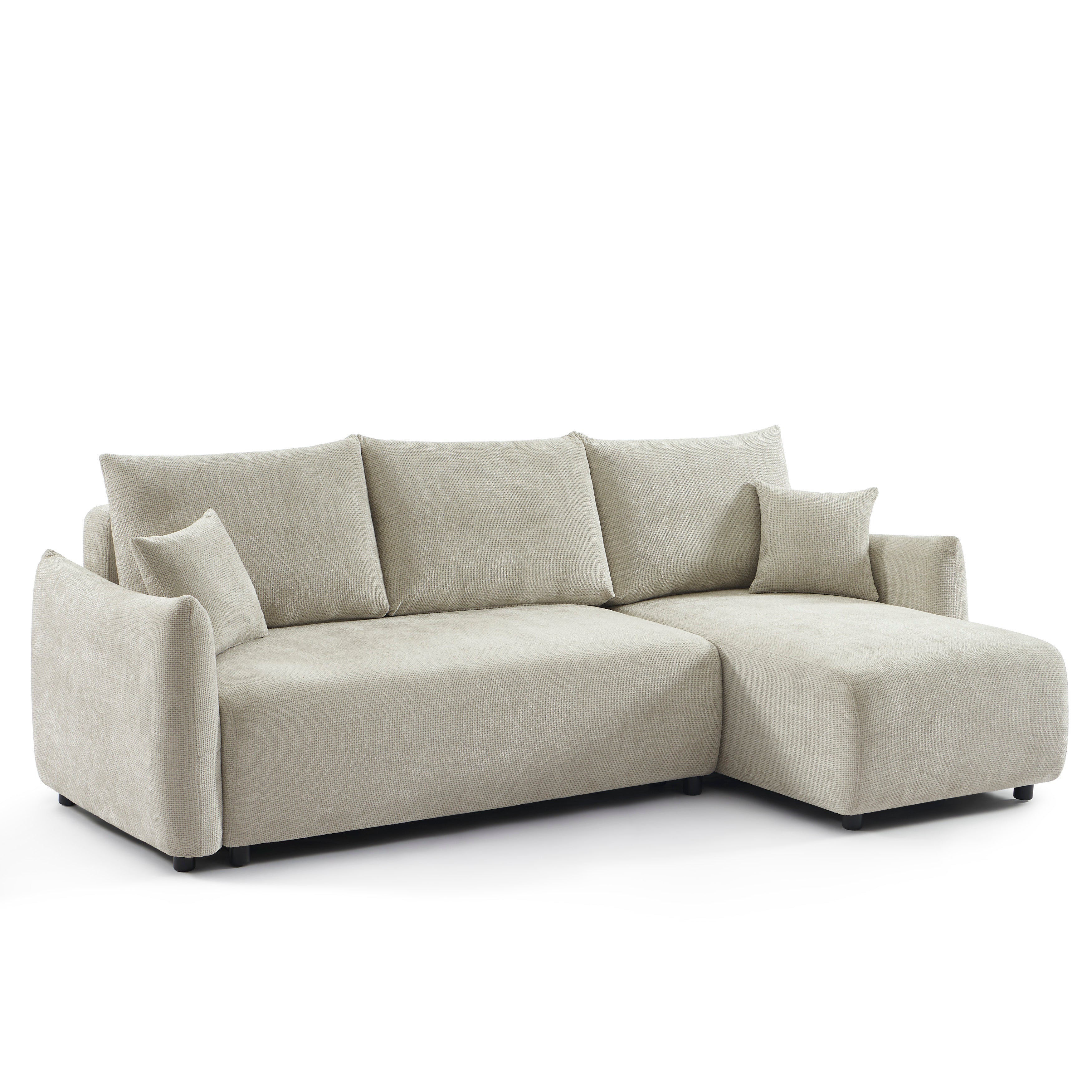 Convertible & Reversible Corner Sofa Nemea 4 Seater Chenille Beige – Beige