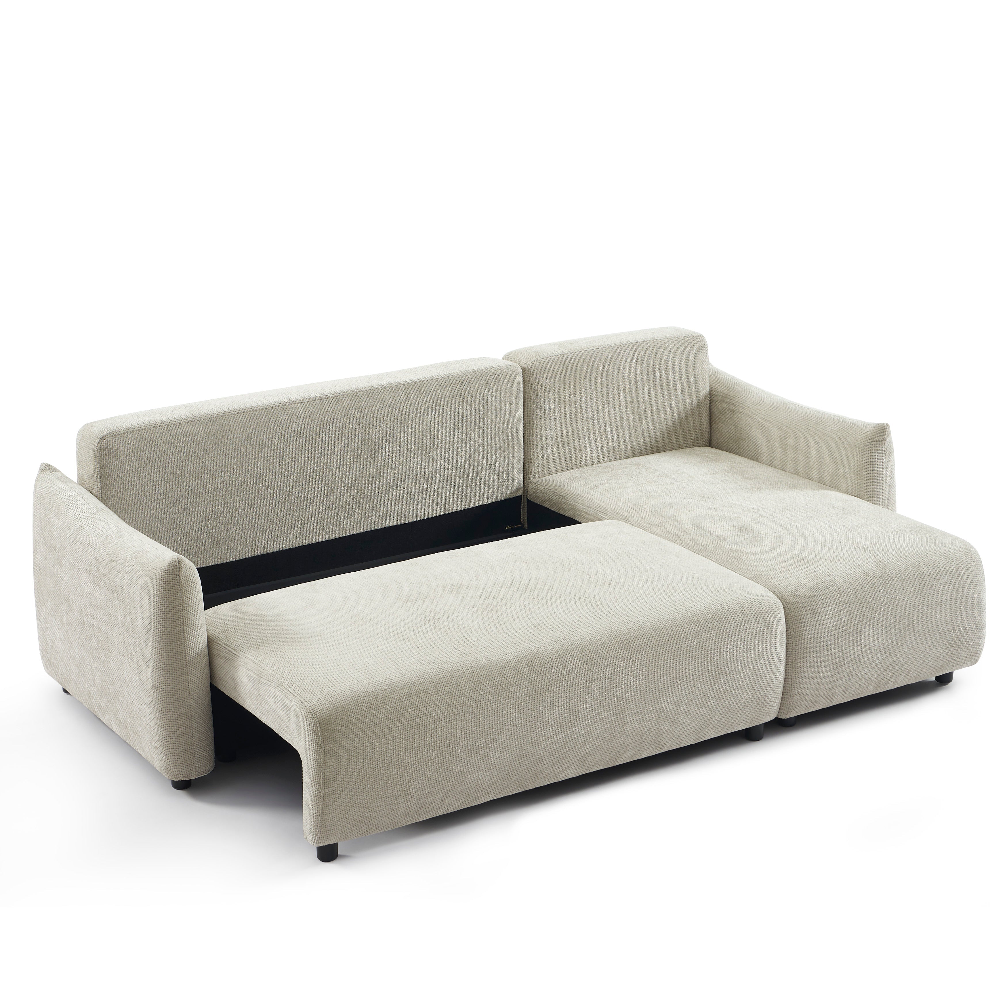 Convertible & Reversible Corner Sofa Nemea 4 Seater Chenille Beige – Beige