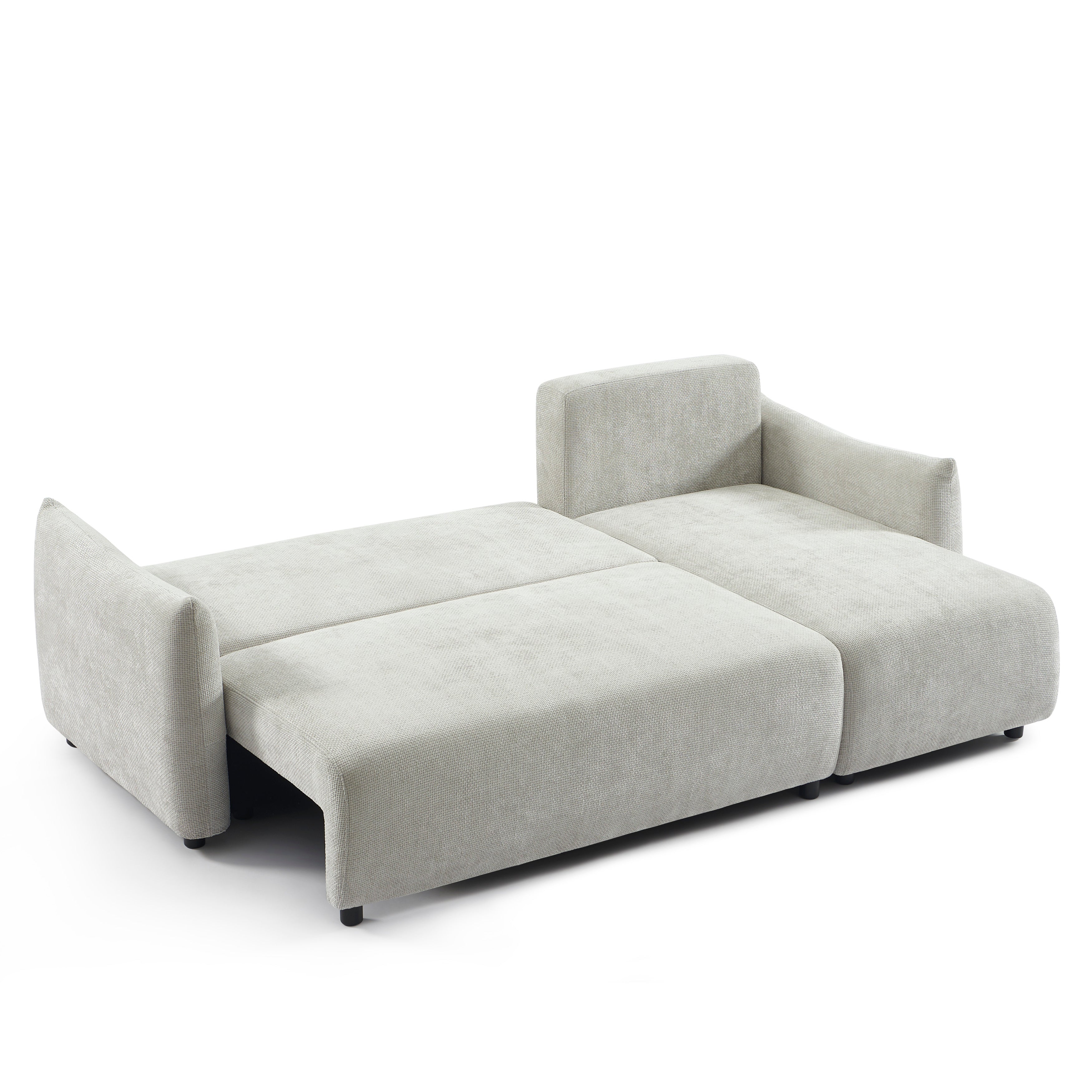 NEMEA Convertible & Reversible Sectional Sleeper Sofa – Beige Chenille Fabric 4-Seater Living Room Furniture