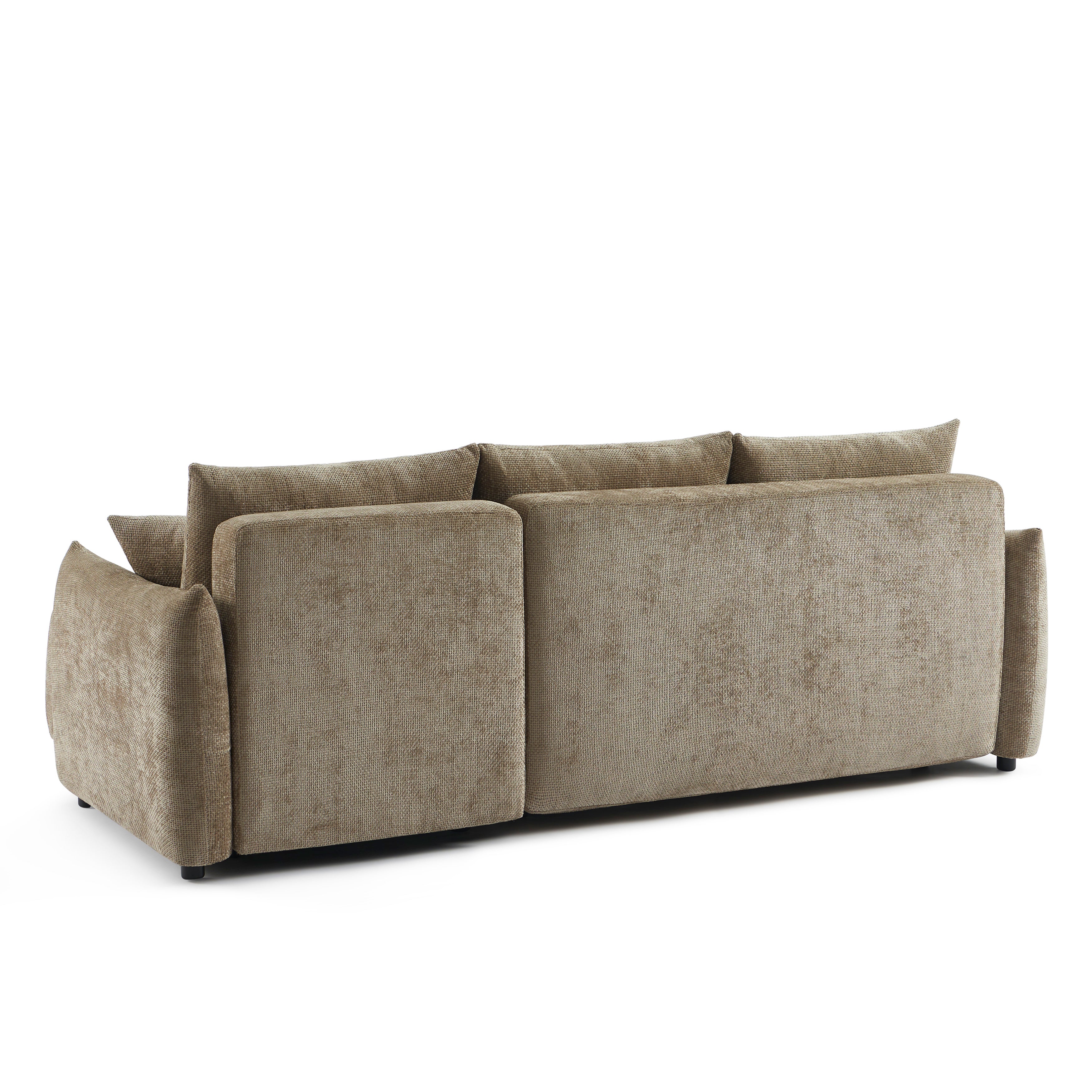 NEMEA Convertible & Reversible Sectional Sleeper Sofa – Beige Chenille Fabric 4-Seater Living Room Furniture