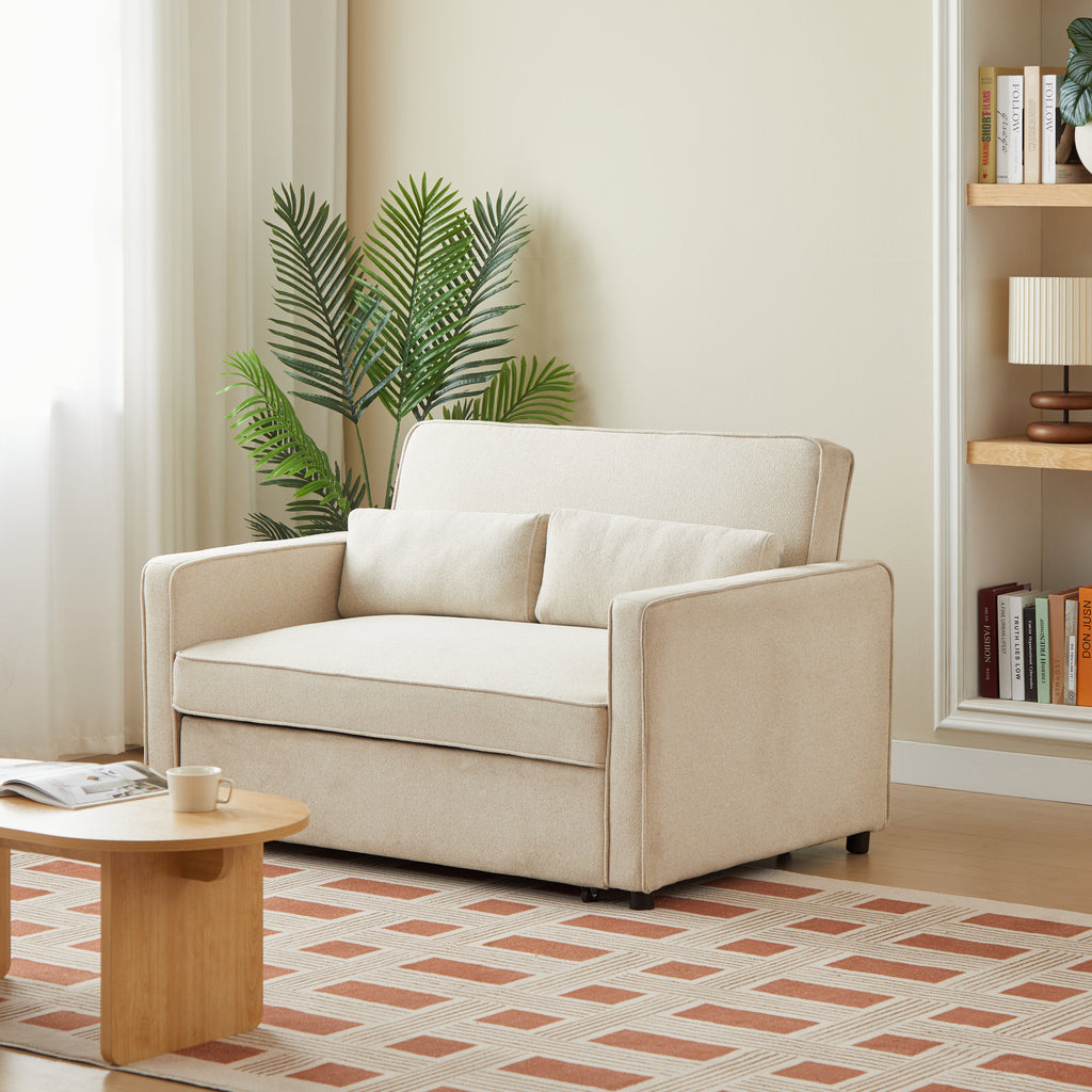 NEVA 2-Seater Convertible Sleeper Sofa – Green Fabric