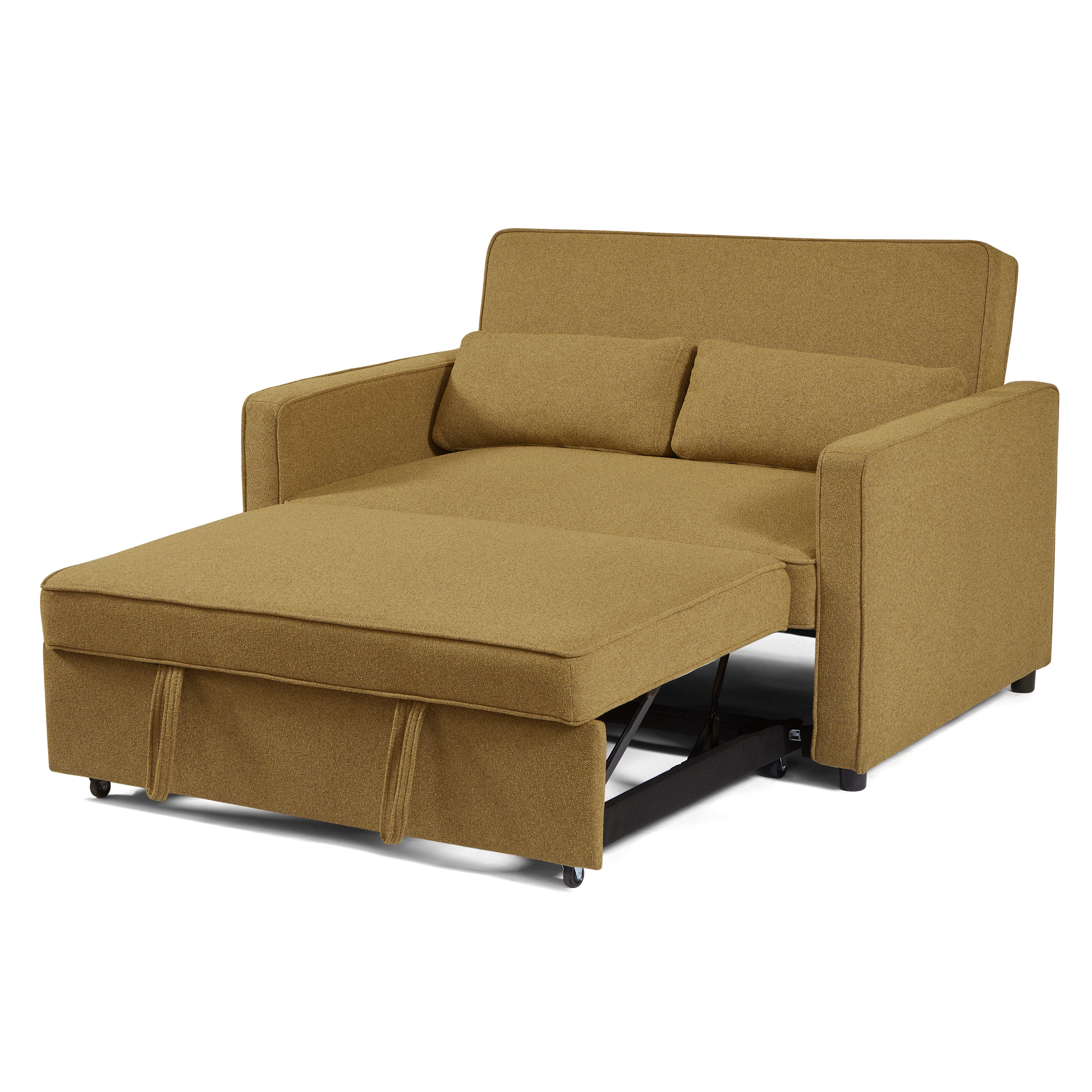 NEVA 2-Seater Convertible Sleeper Sofa – Green Fabric