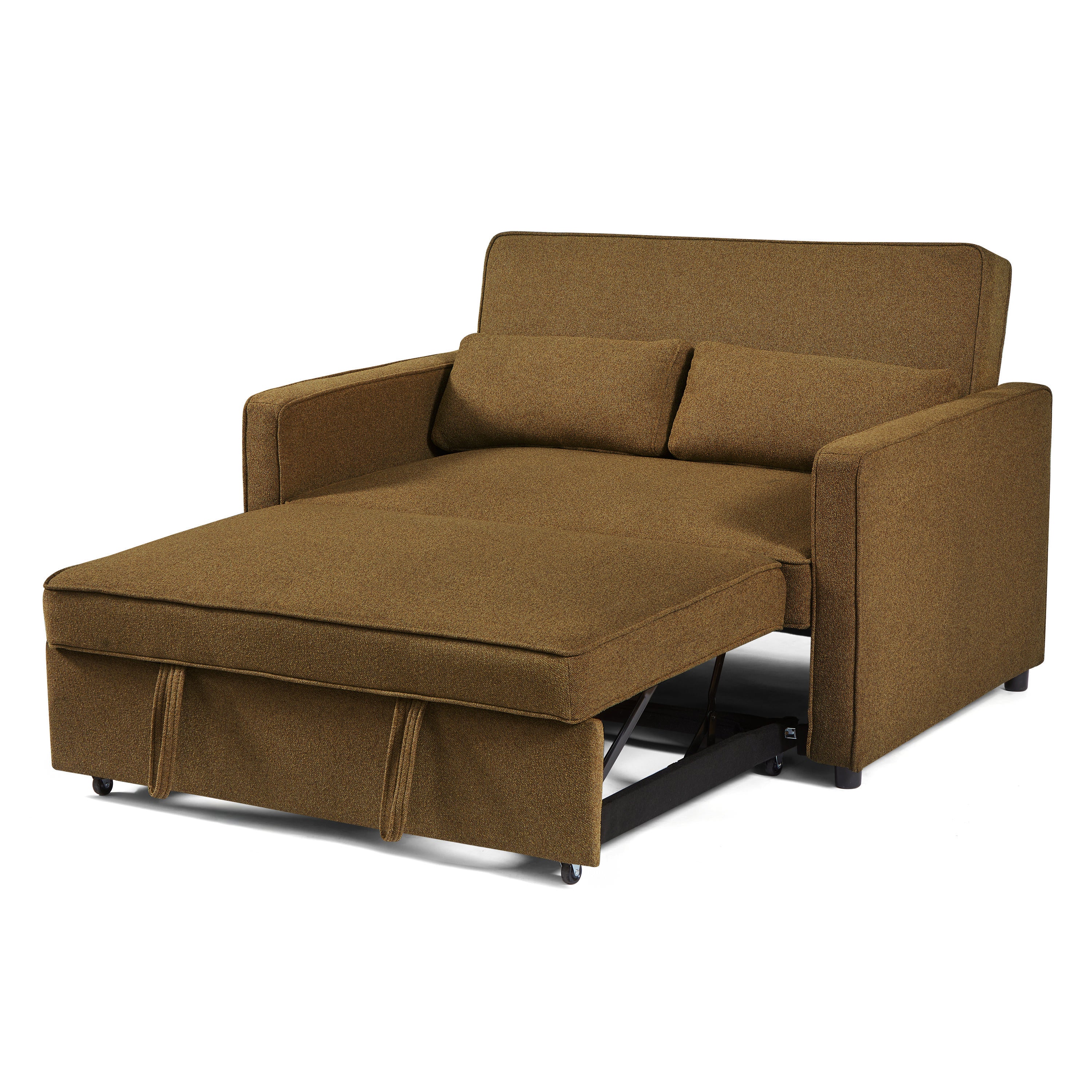 NEVA 2-Seater Convertible Sleeper Sofa – Green Fabric