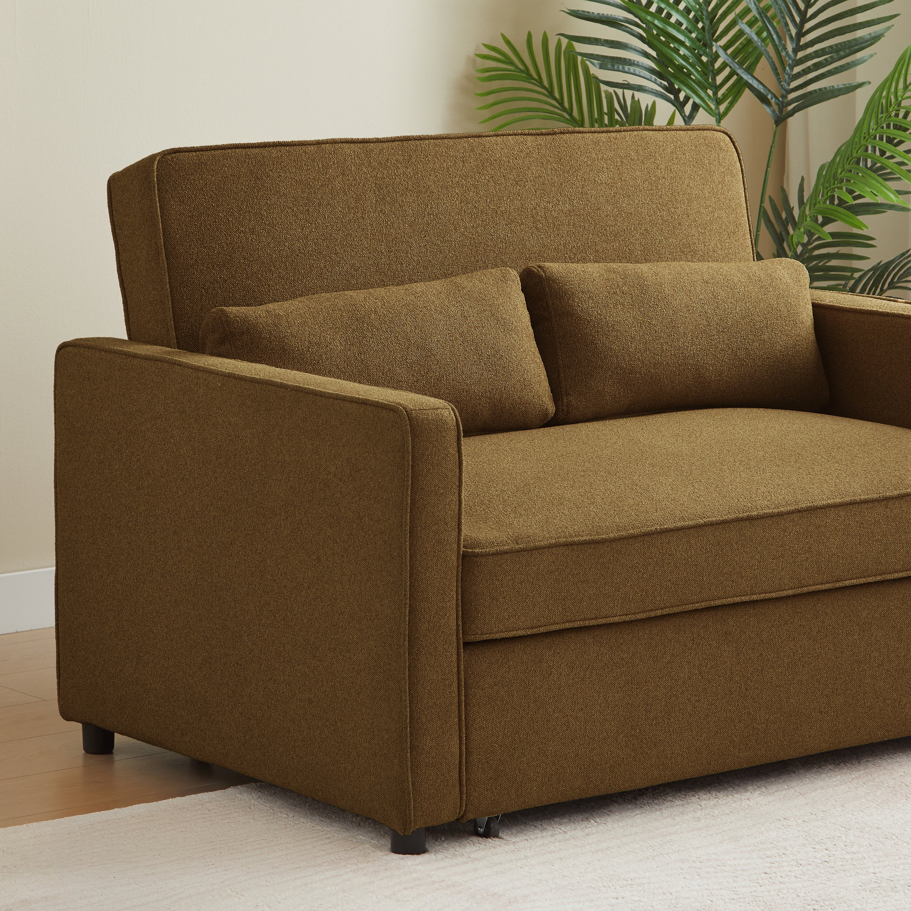NEVA 2-Seater Convertible Sleeper Sofa – Green Fabric
