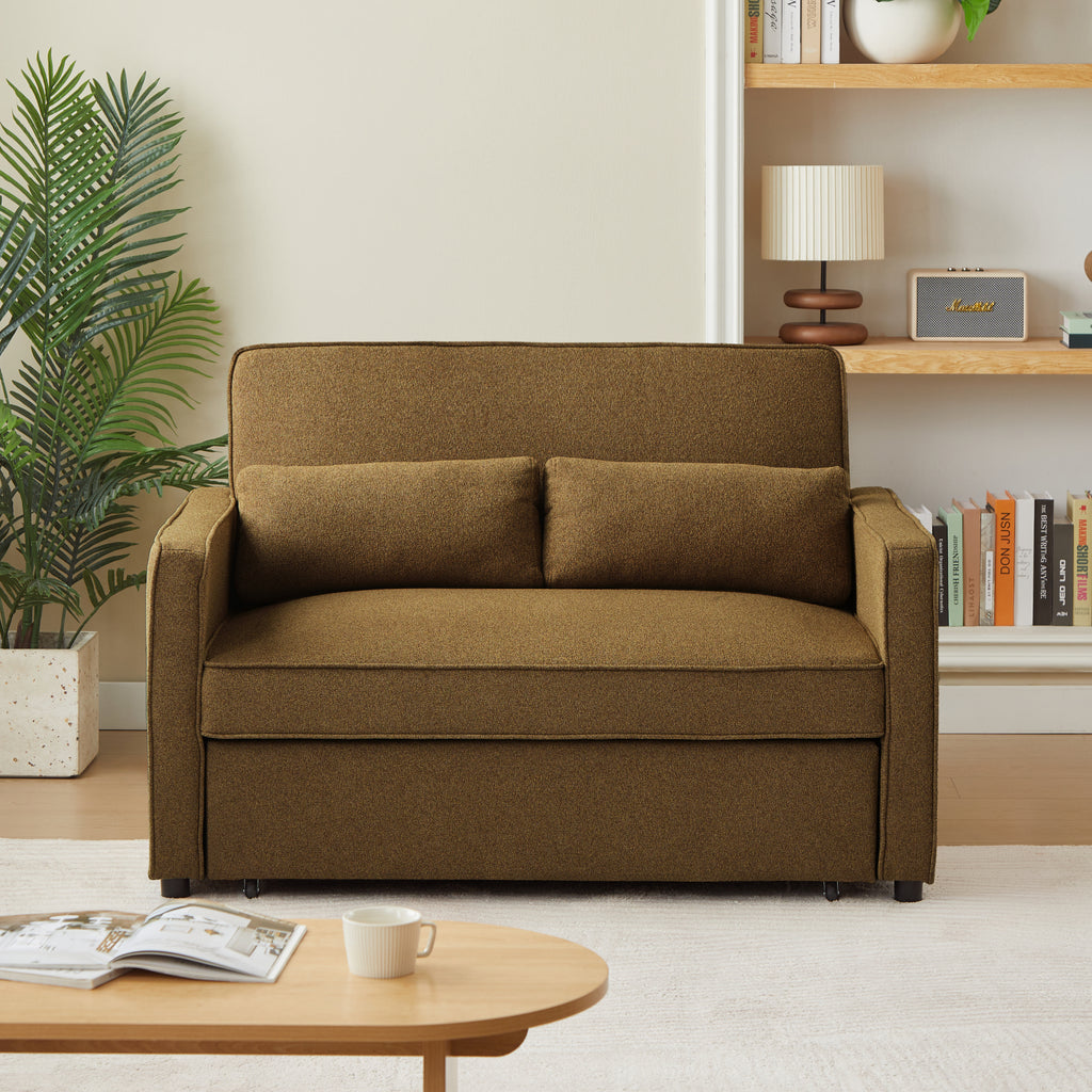 NEVA 2-Seater Convertible Sleeper Sofa – Green Fabric