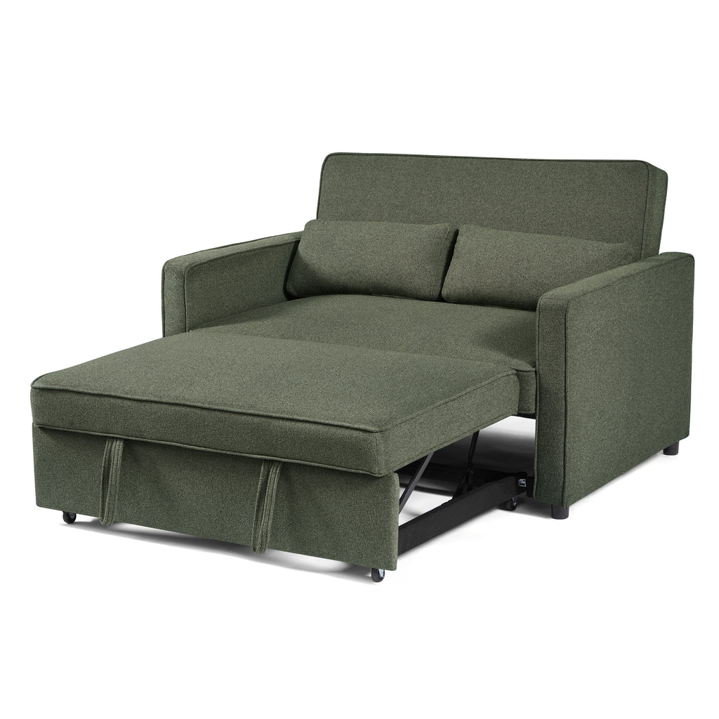 NEVA 2-Seater Convertible Sleeper Sofa – Green Fabric