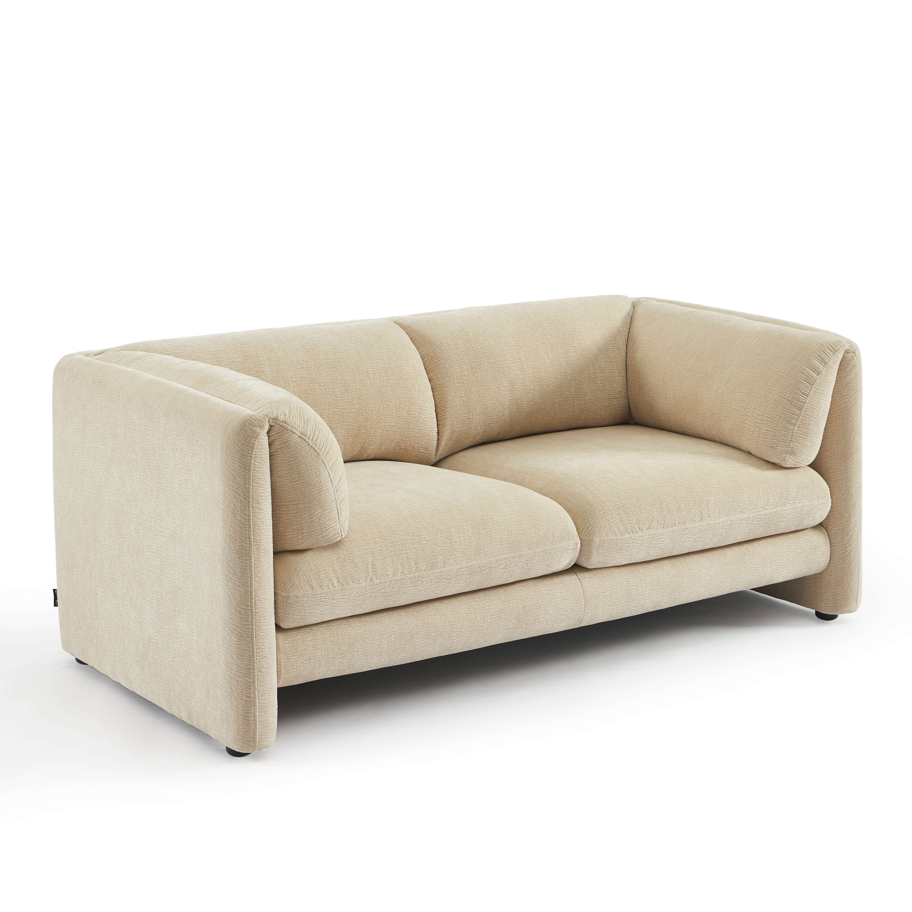 NIKKI 67'' 2-Seater Sofa Textured Velvet Upholstery - Beige
