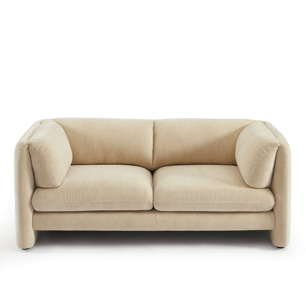 NIKKI 67'' 2-Seater Sofa Textured Velvet Upholstery - Beige