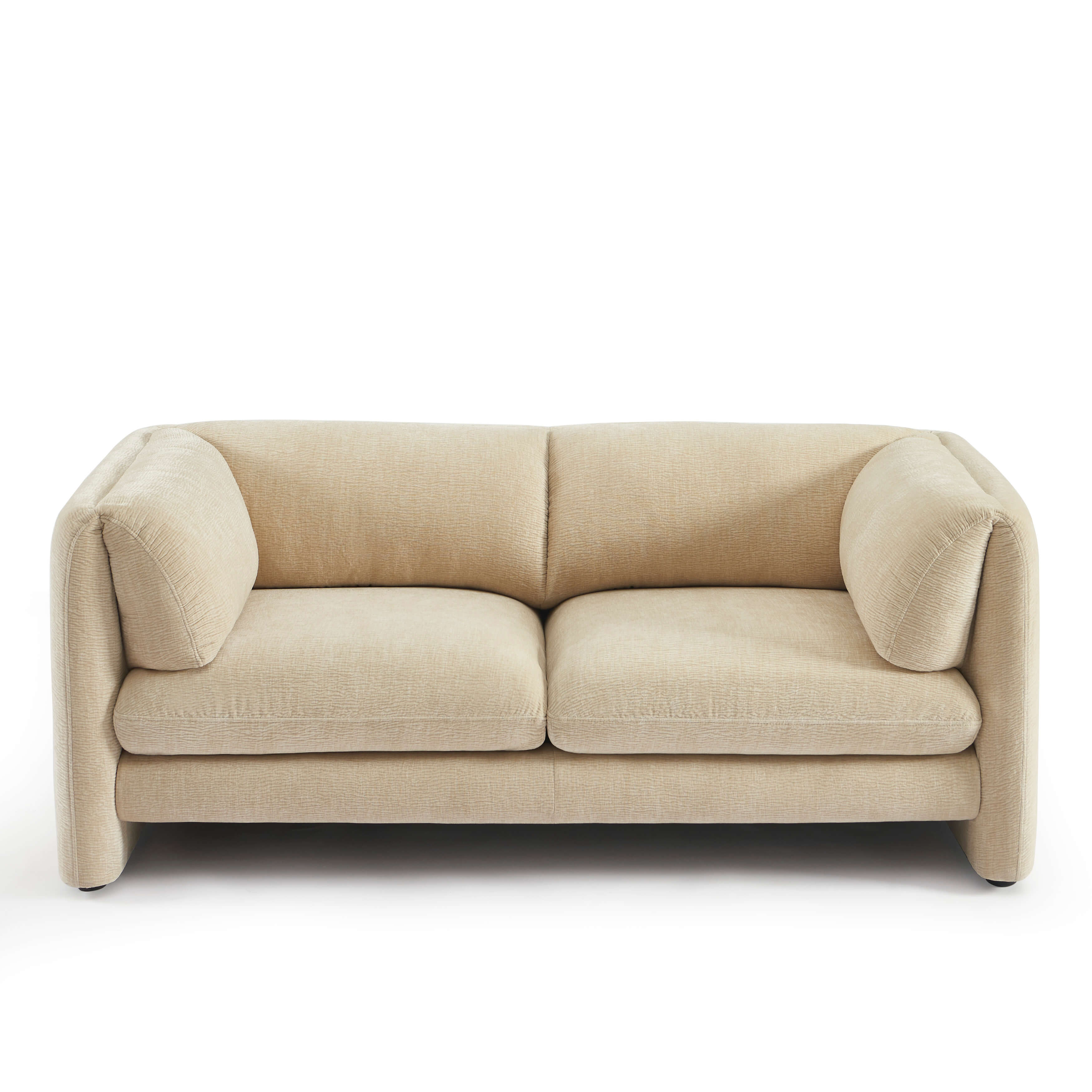 NIKKI 67'' 2-Seater Sofa Textured Velvet Upholstery - Beige