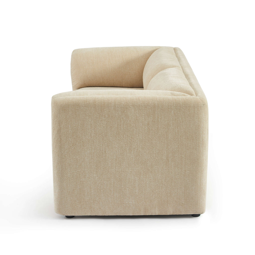 NIKKI 67'' 2-Seater Sofa Textured Velvet Upholstery - Beige