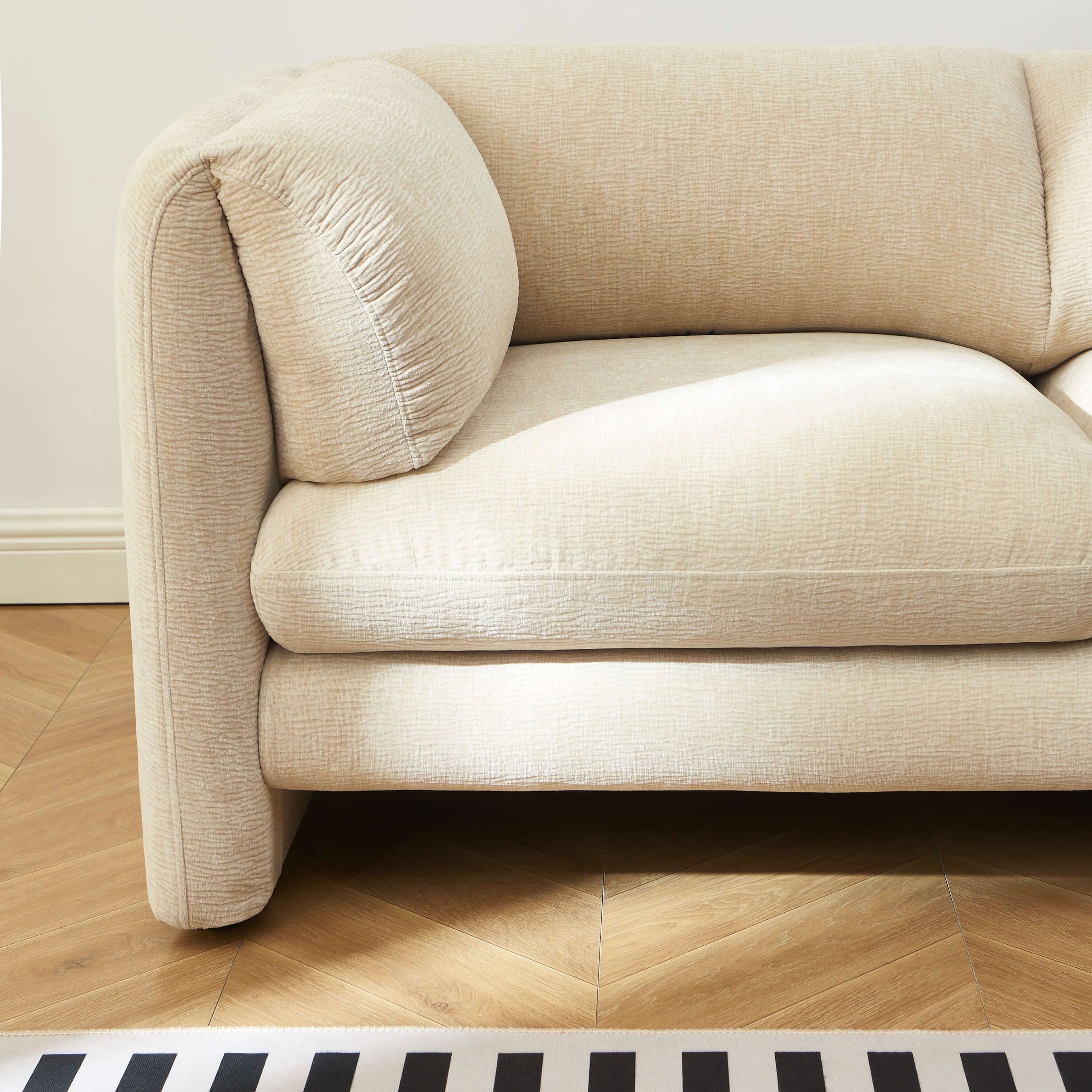 NIKKI 67'' 2-Seater Sofa Textured Velvet Upholstery - Beige