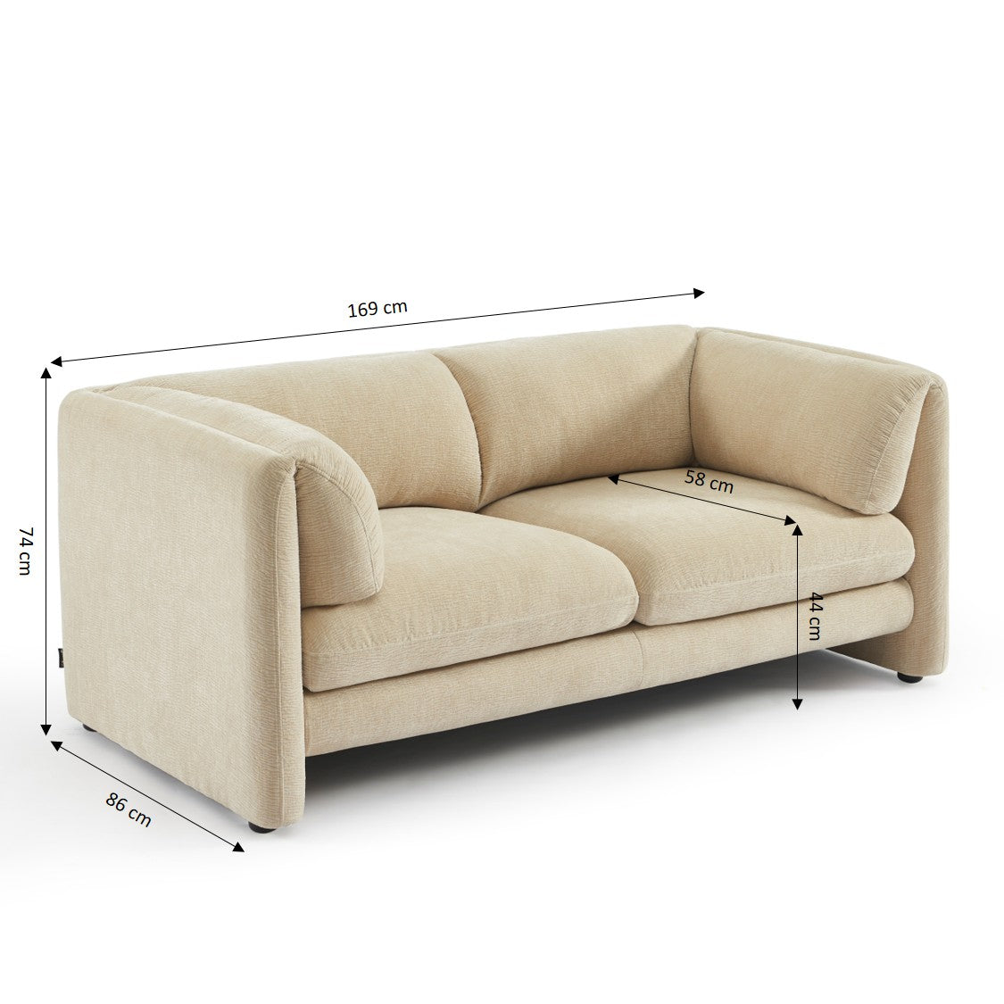 NIKKI 67'' 2-Seater Sofa Textured Velvet Upholstery - Beige