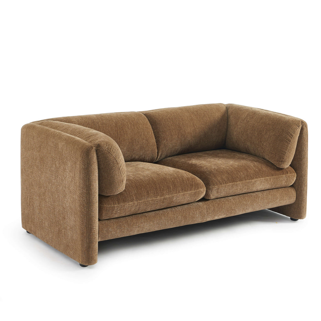 NIKKI 67'' 2-Seater Sofa Textured Velvet Upholstery - Brown