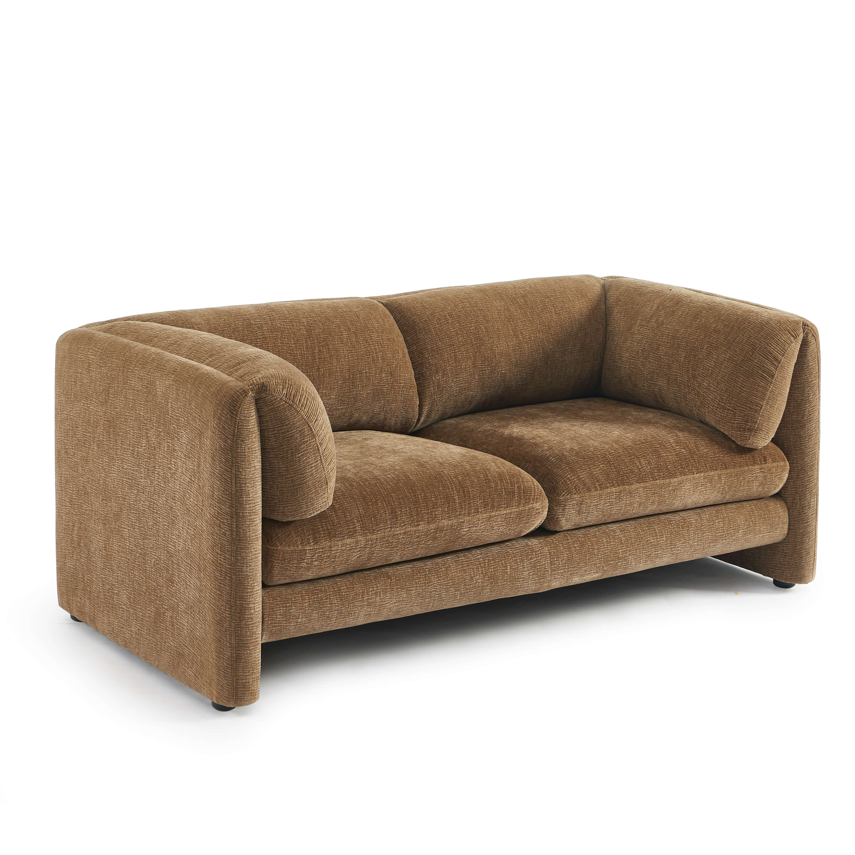 NIKKI 67'' 2-Seater Sofa Textured Velvet Upholstery - Brown