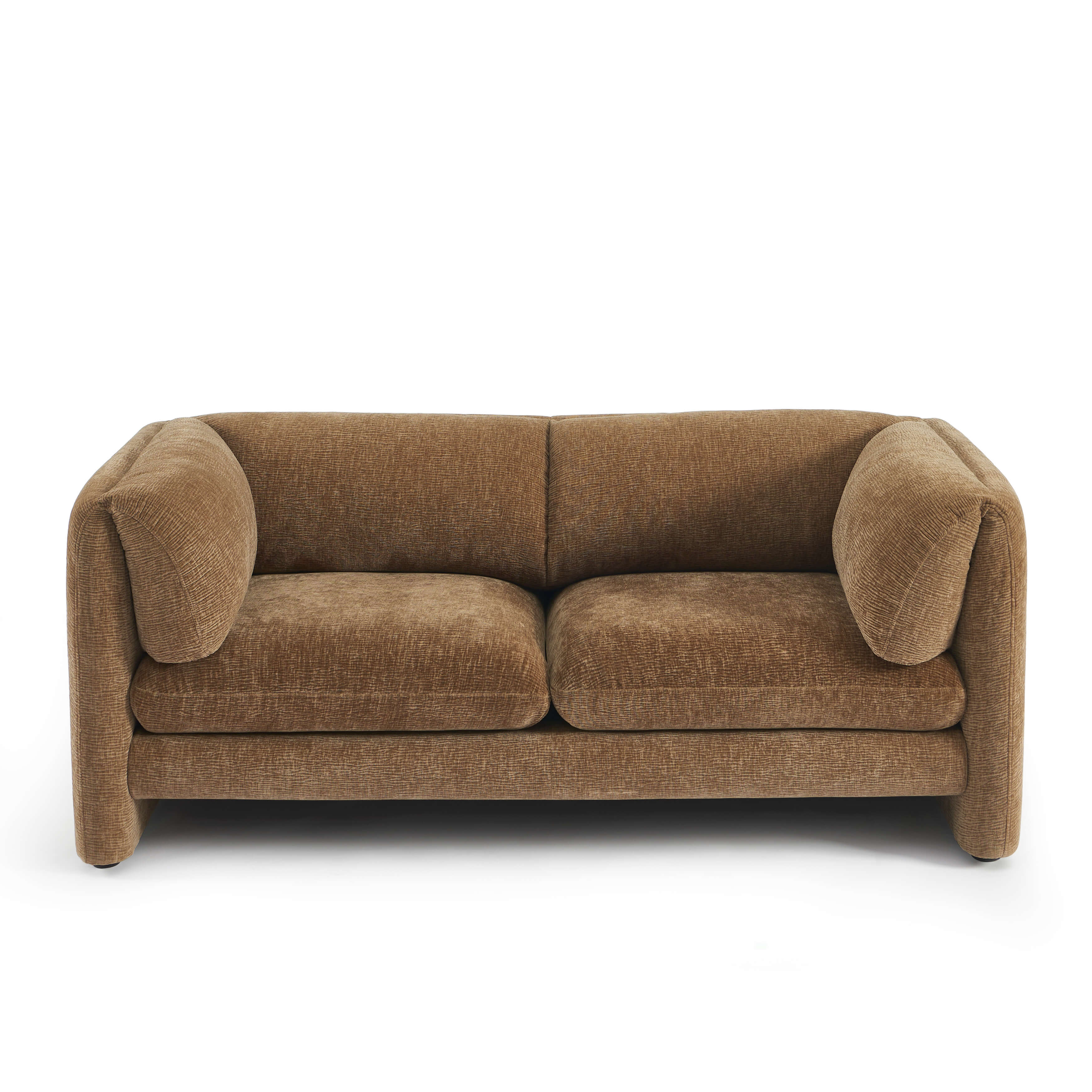 NIKKI 67'' 2-Seater Sofa Textured Velvet Upholstery - Brown
