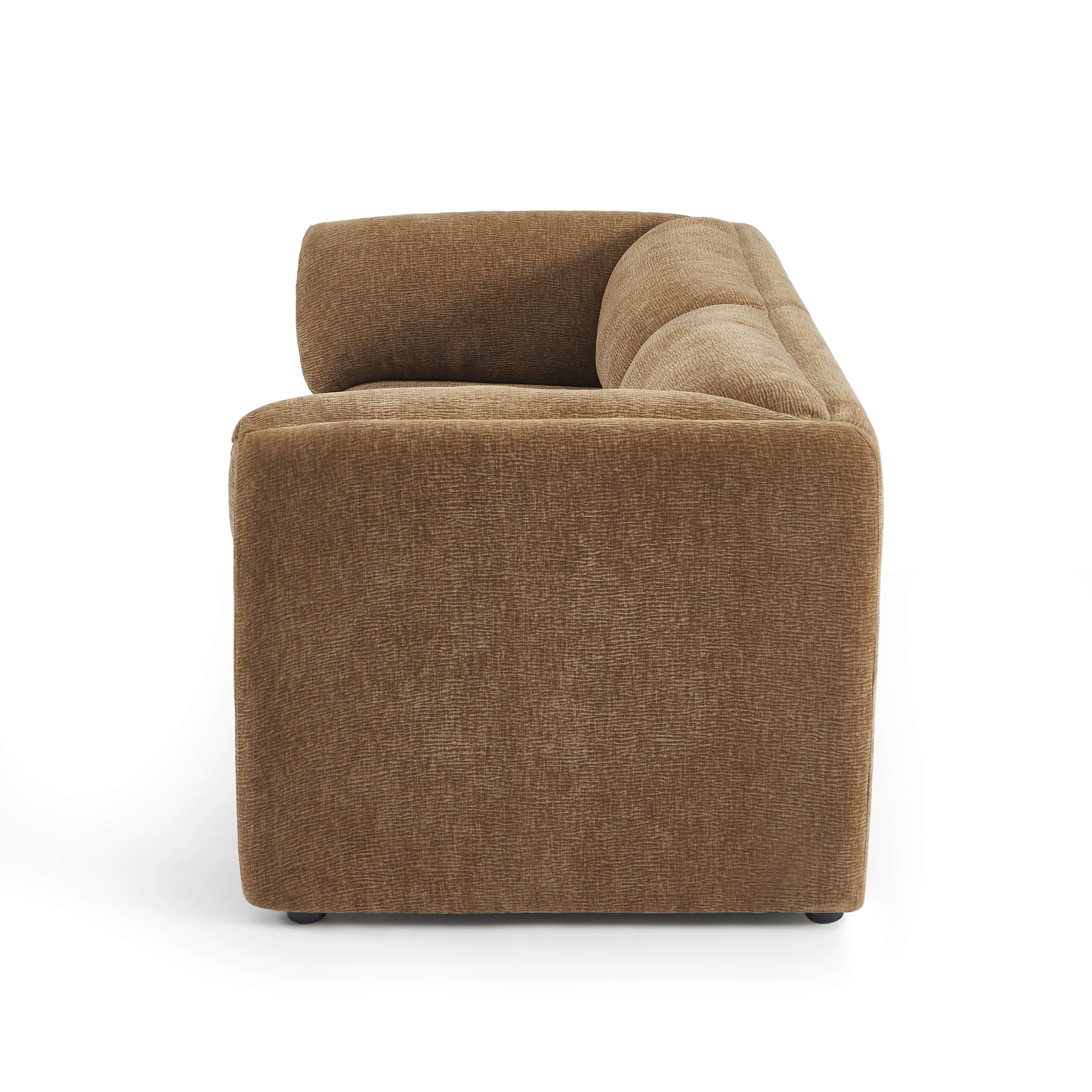 NIKKI 67'' 2-Seater Sofa Textured Velvet Upholstery - Brown