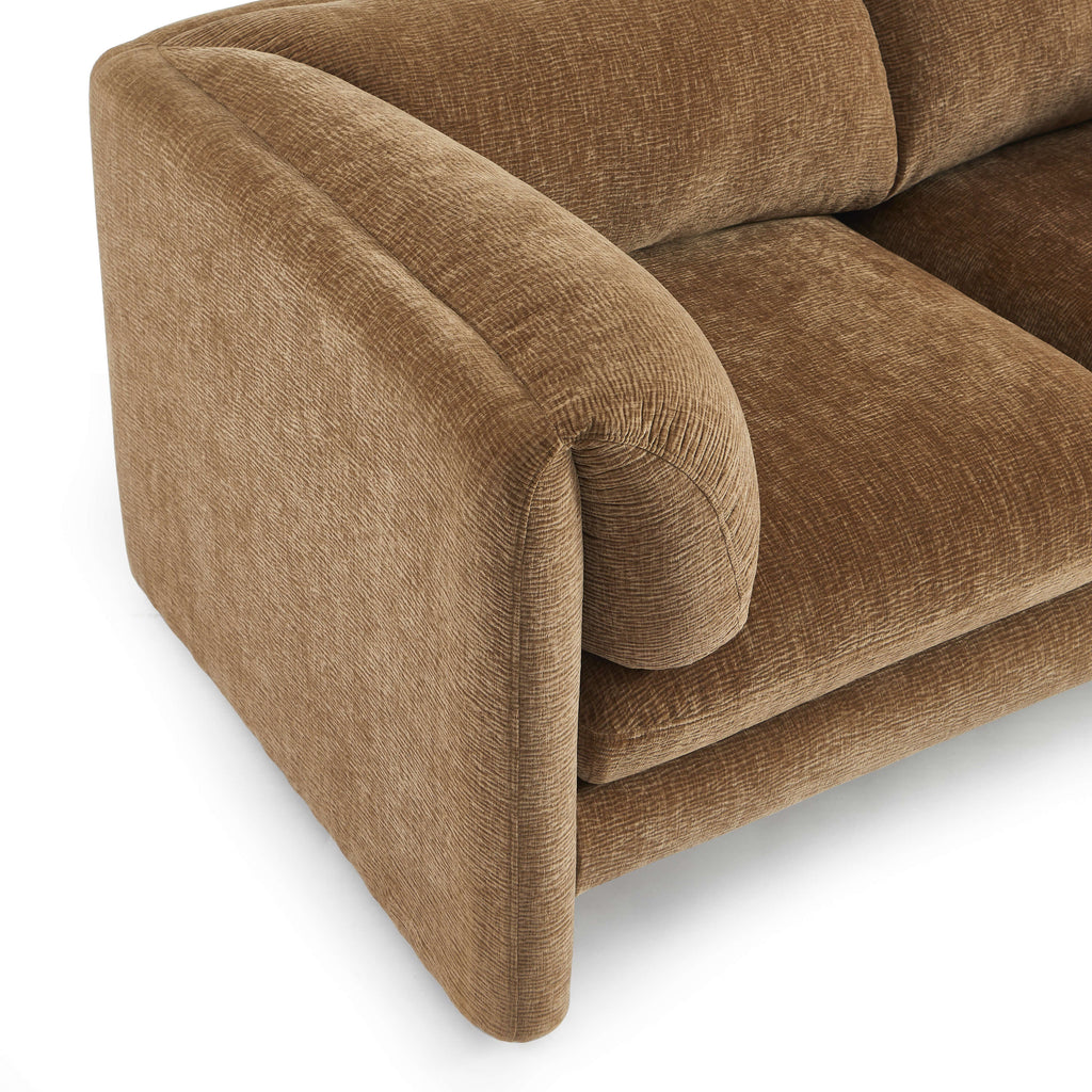 NIKKI 67'' 2-Seater Sofa Textured Velvet Upholstery - Brown