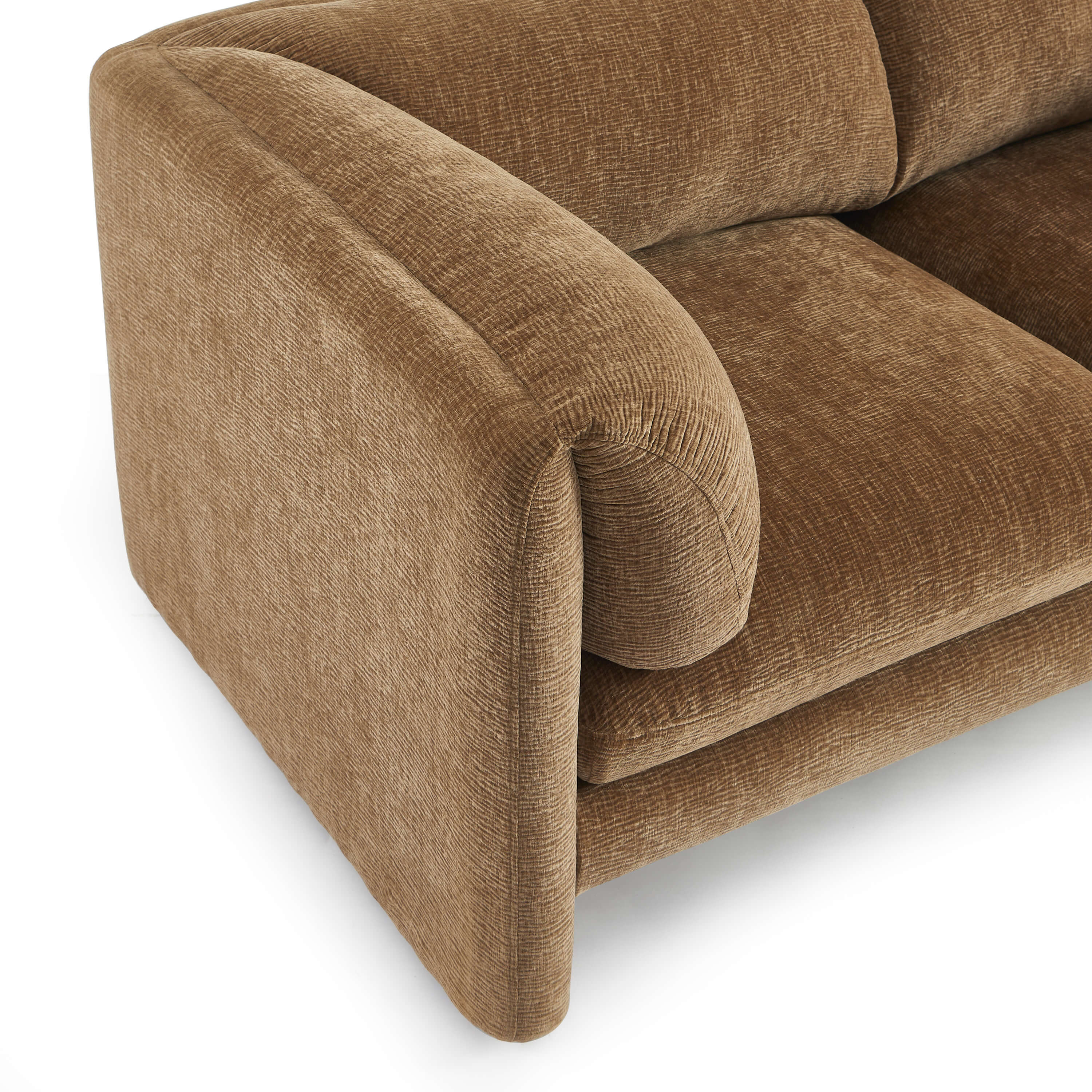 NIKKI 67'' 2-Seater Sofa Textured Velvet Upholstery - Brown