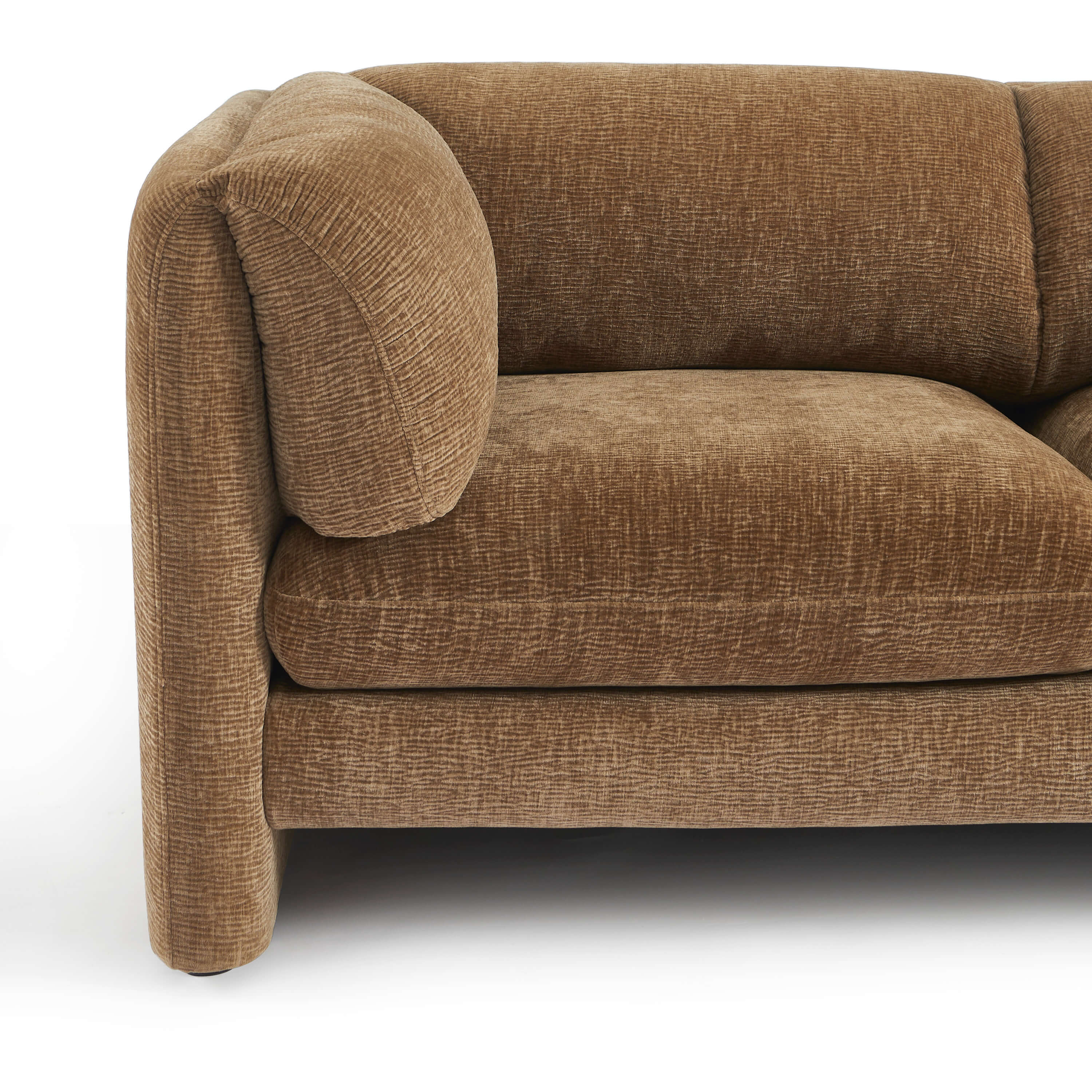 NIKKI 67'' 2-Seater Sofa Textured Velvet Upholstery - Brown