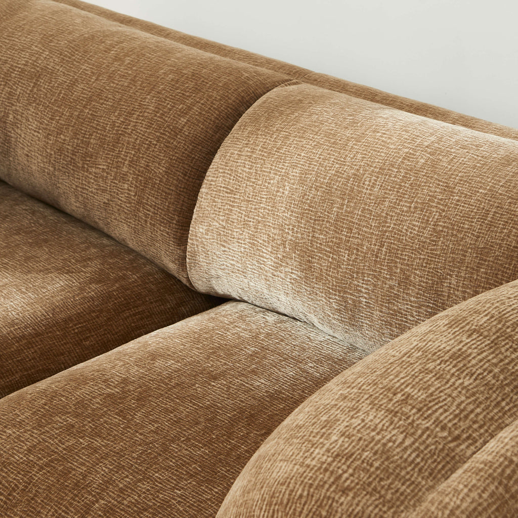 NIKKI 67'' 2-Seater Sofa Textured Velvet Upholstery - Brown