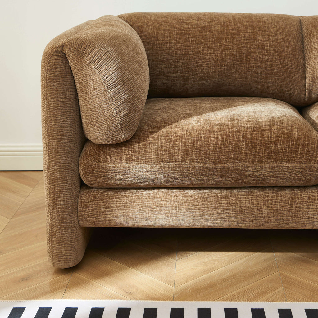 NIKKI 67'' 2-Seater Sofa Textured Velvet Upholstery - Brown