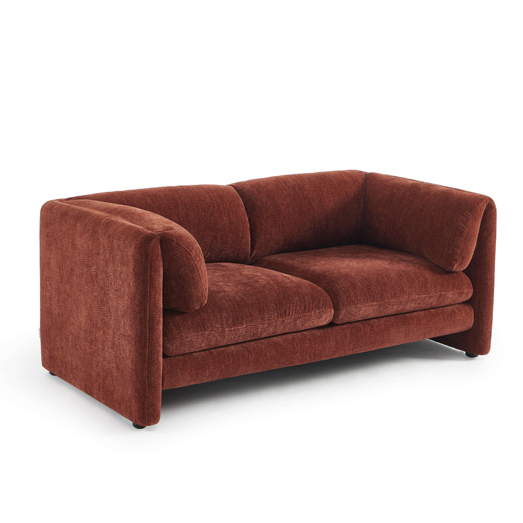 NIKKI 67'' 2-Seater Sofa Textured Velvet Upholstery - Terracotta
