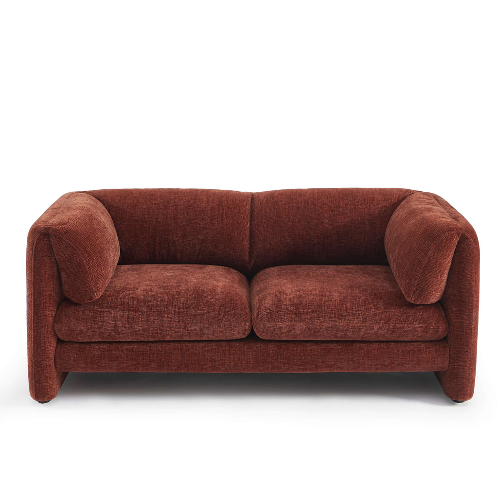 NIKKI 67'' 2-Seater Sofa Textured Velvet Upholstery - Terracotta