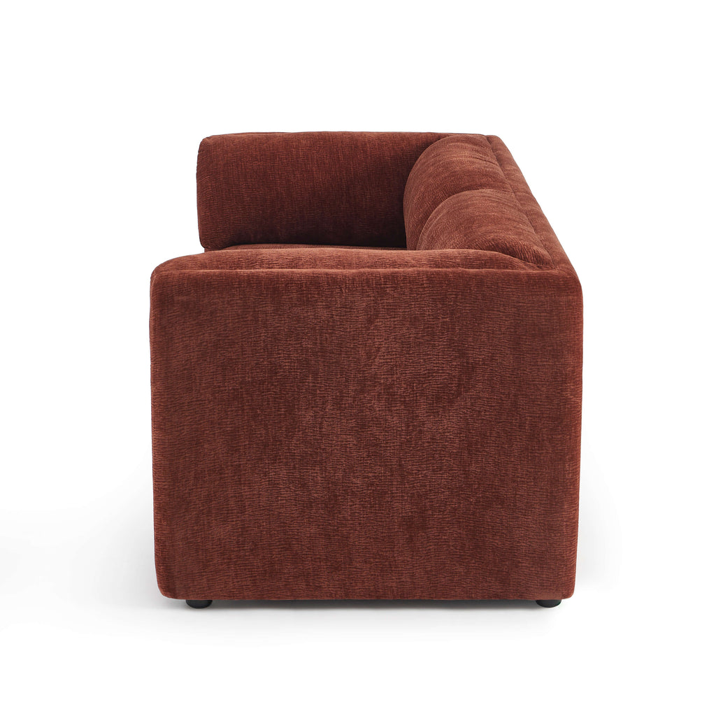 NIKKI 67'' 2-Seater Sofa Textured Velvet Upholstery - Terracotta