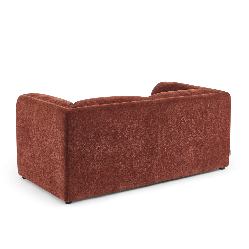 NIKKI 67'' 2-Seater Sofa Textured Velvet Upholstery - Terracotta