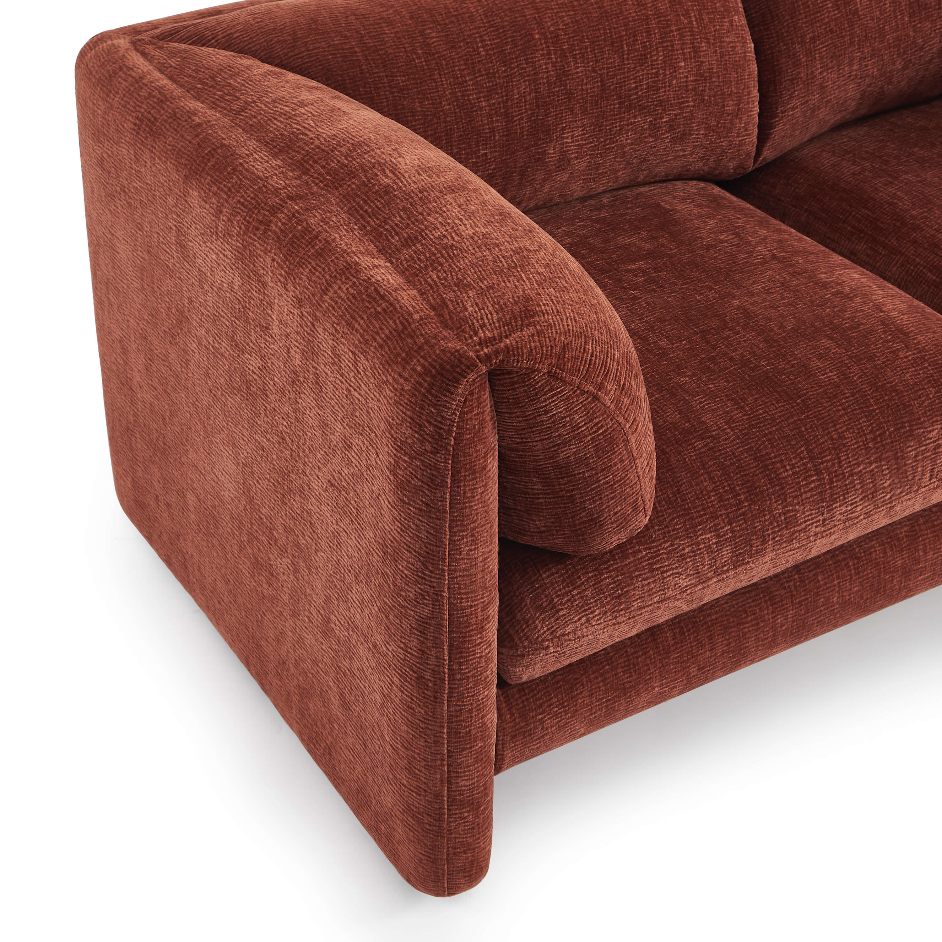 NIKKI 67'' 2-Seater Sofa Textured Velvet Upholstery - Terracotta