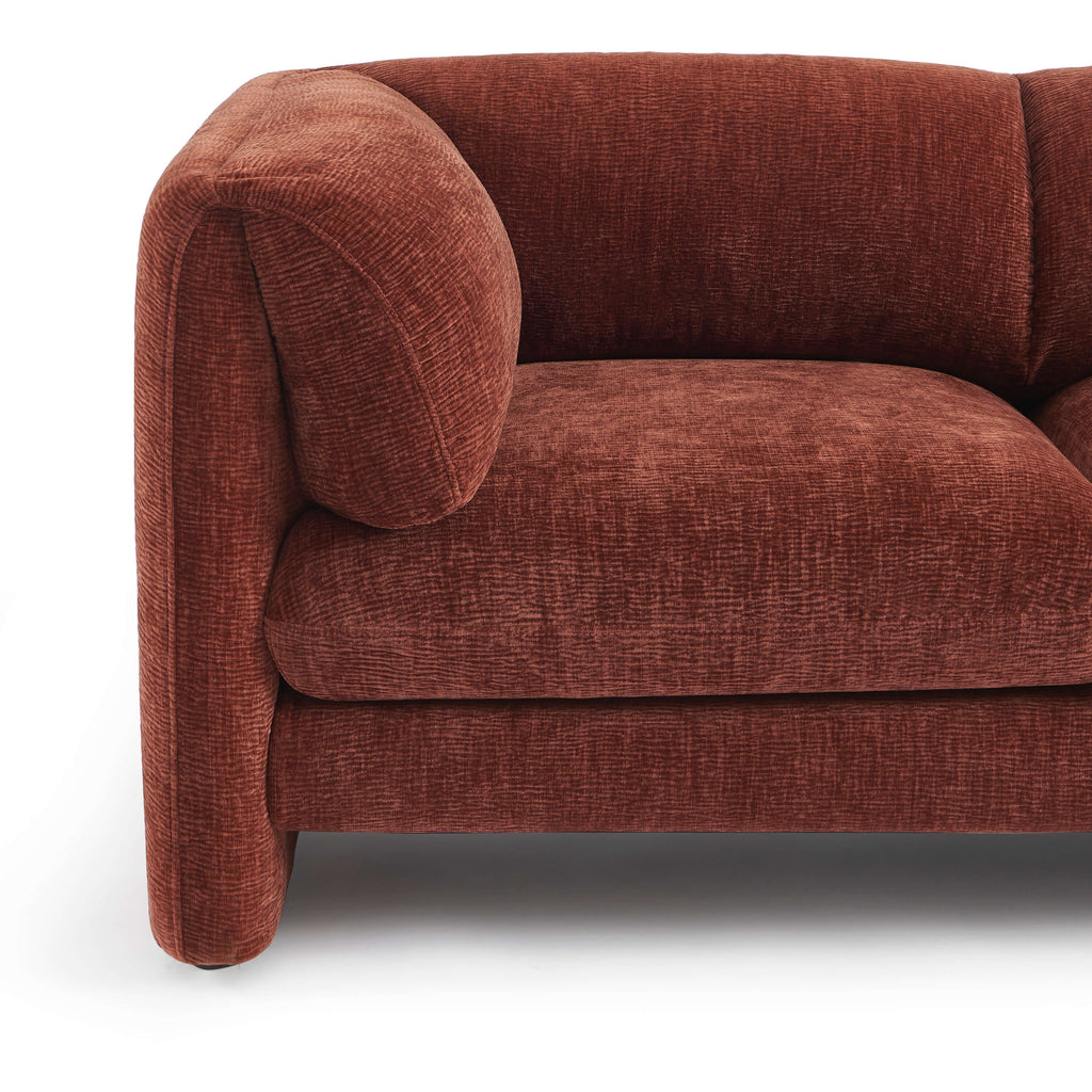 NIKKI 67'' 2-Seater Sofa Textured Velvet Upholstery - Terracotta