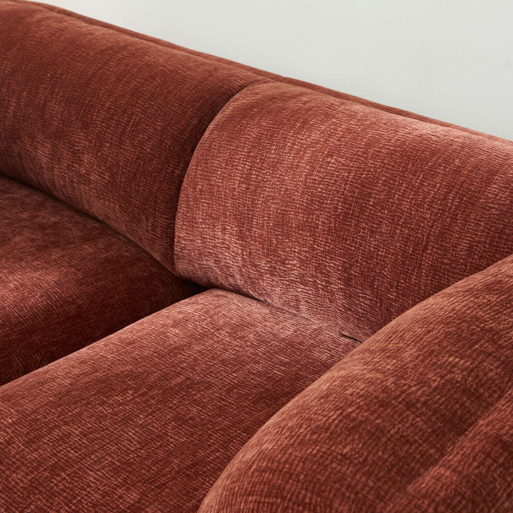 NIKKI 67'' 2-Seater Sofa Textured Velvet Upholstery - Terracotta