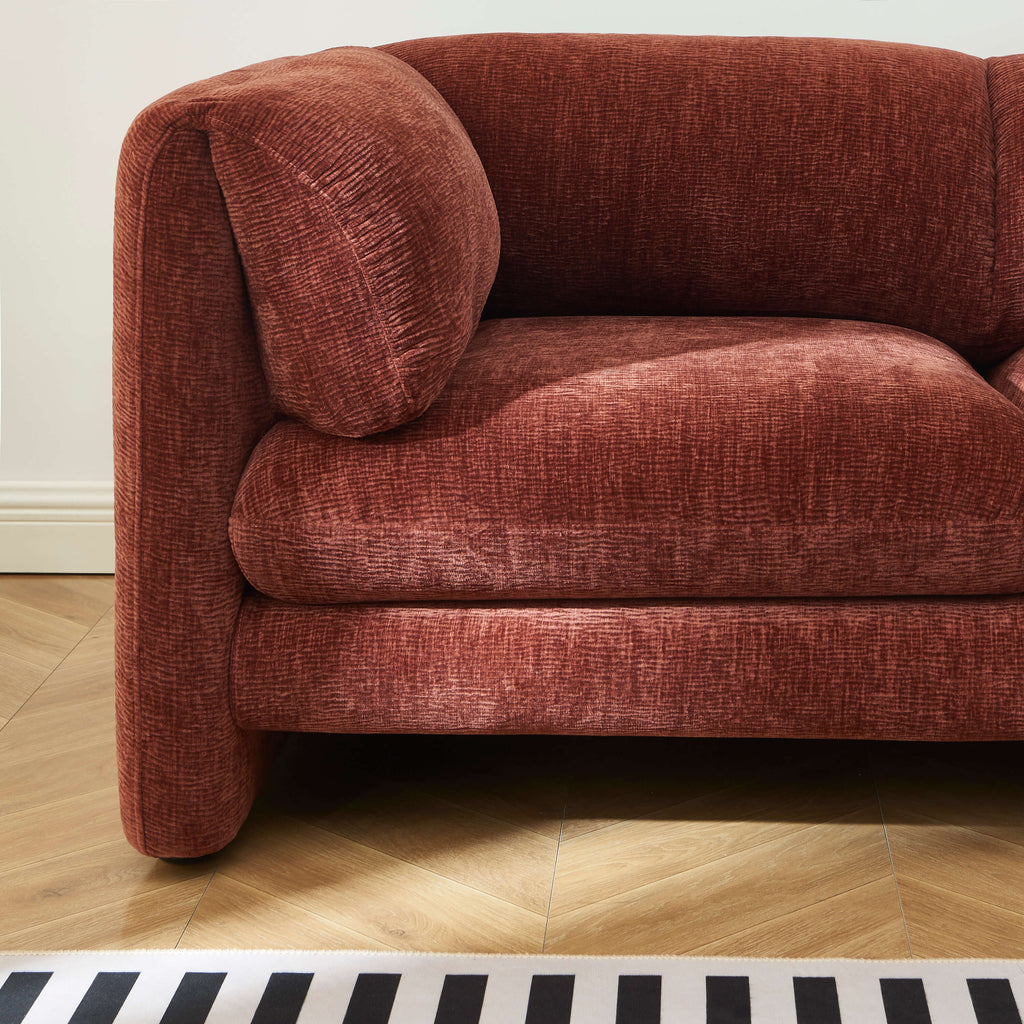 NIKKI 67'' 2-Seater Sofa Textured Velvet Upholstery - Terracotta