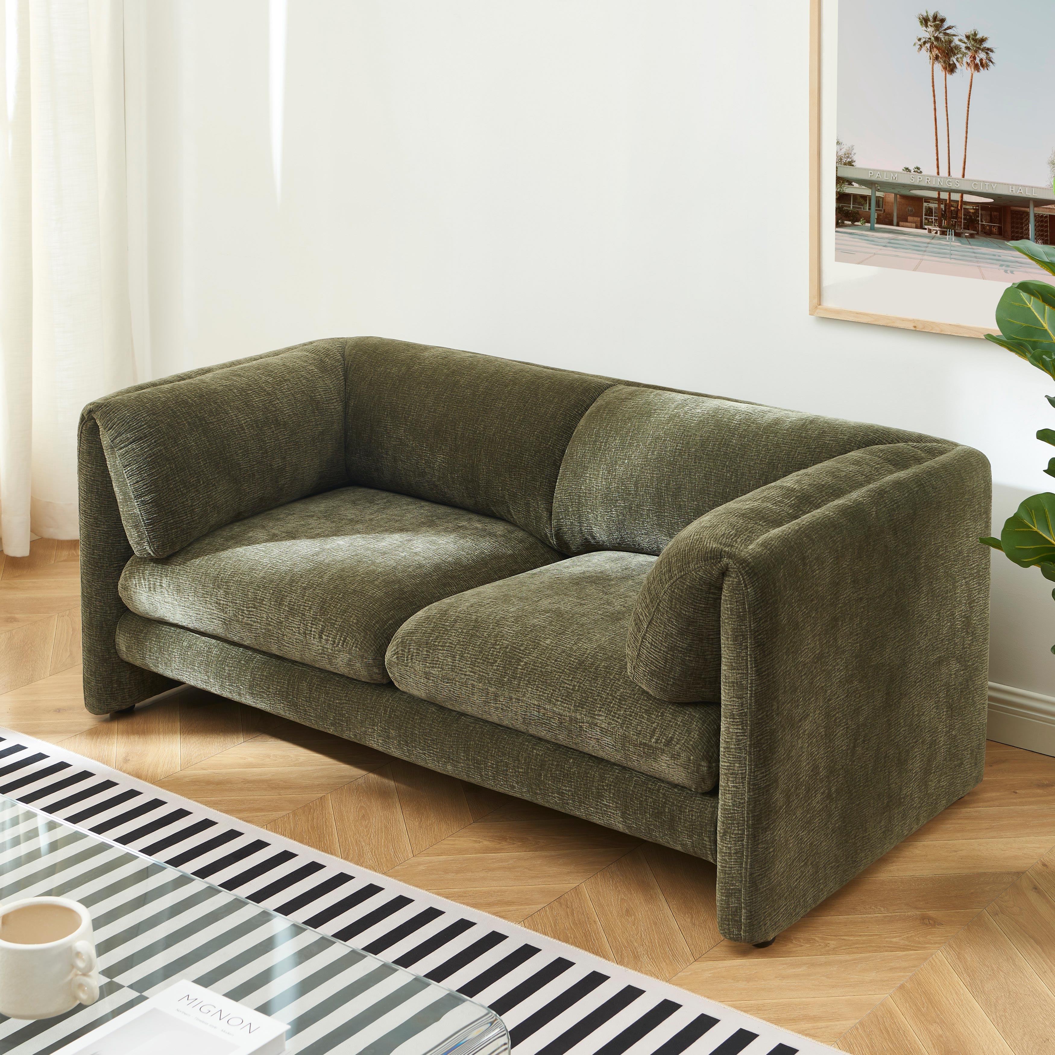 NIKKI 67'' 2-Seater Sofa Textured Velvet Upholstery - Green