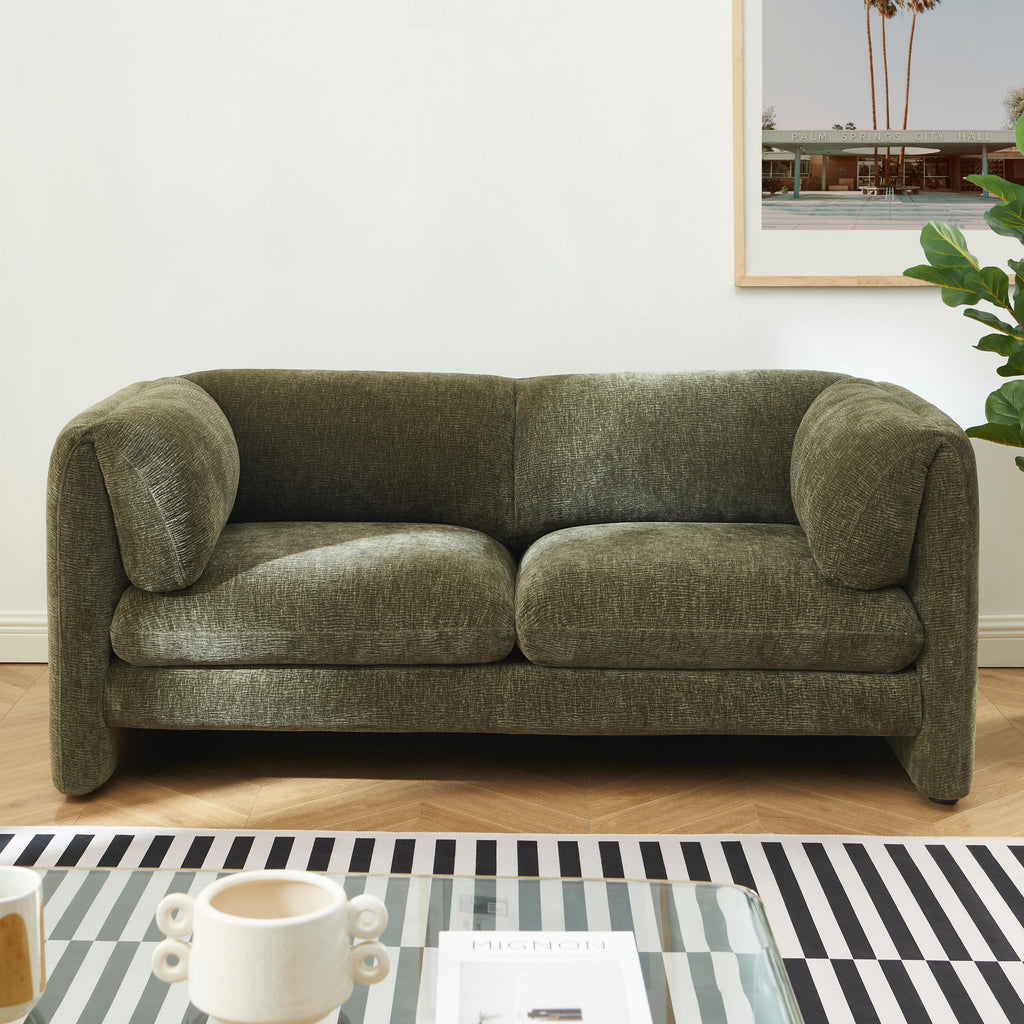 NIKKI 67'' 2-Seater Sofa Textured Velvet Upholstery - Green