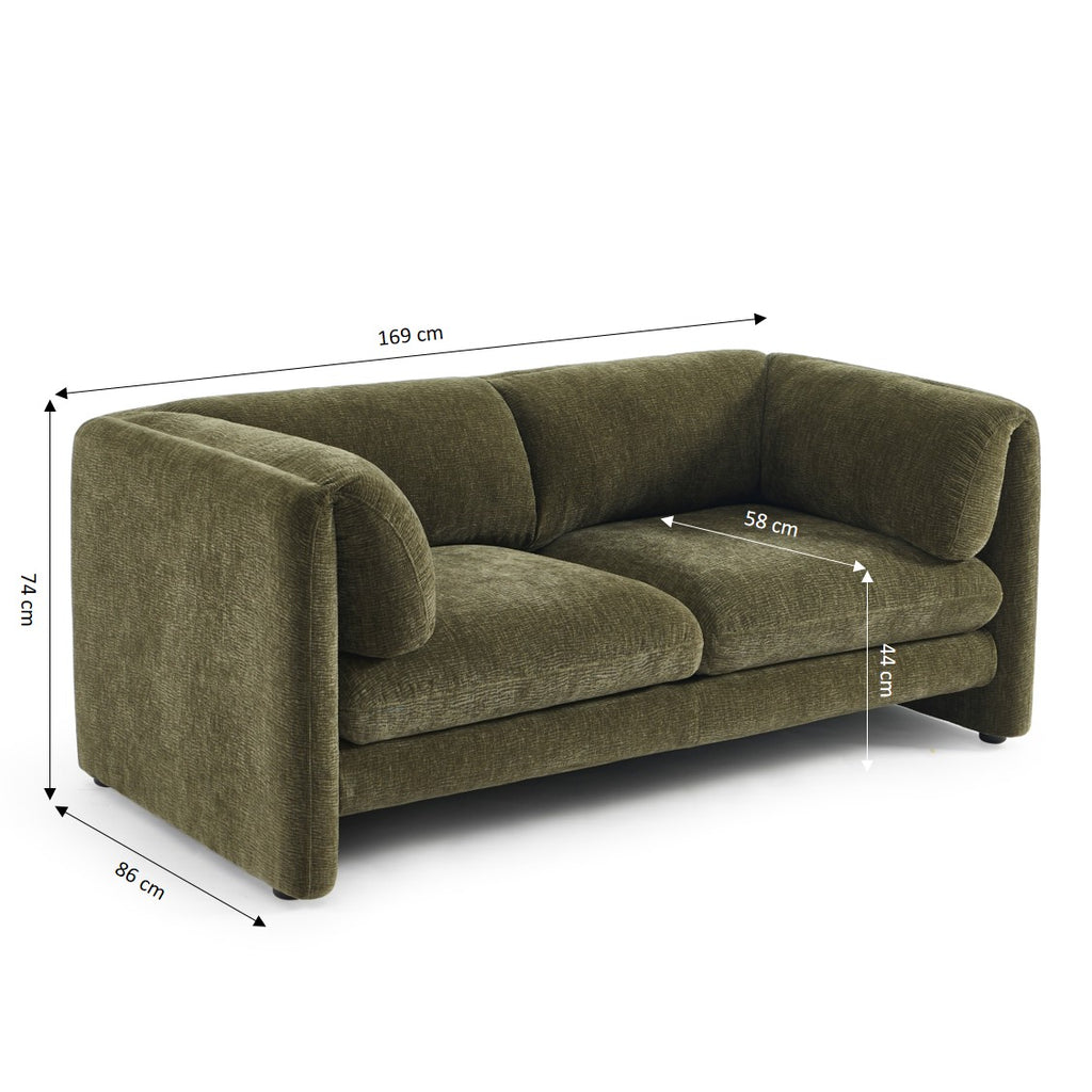 NIKKI 67'' 2-Seater Sofa Textured Velvet Upholstery - Green