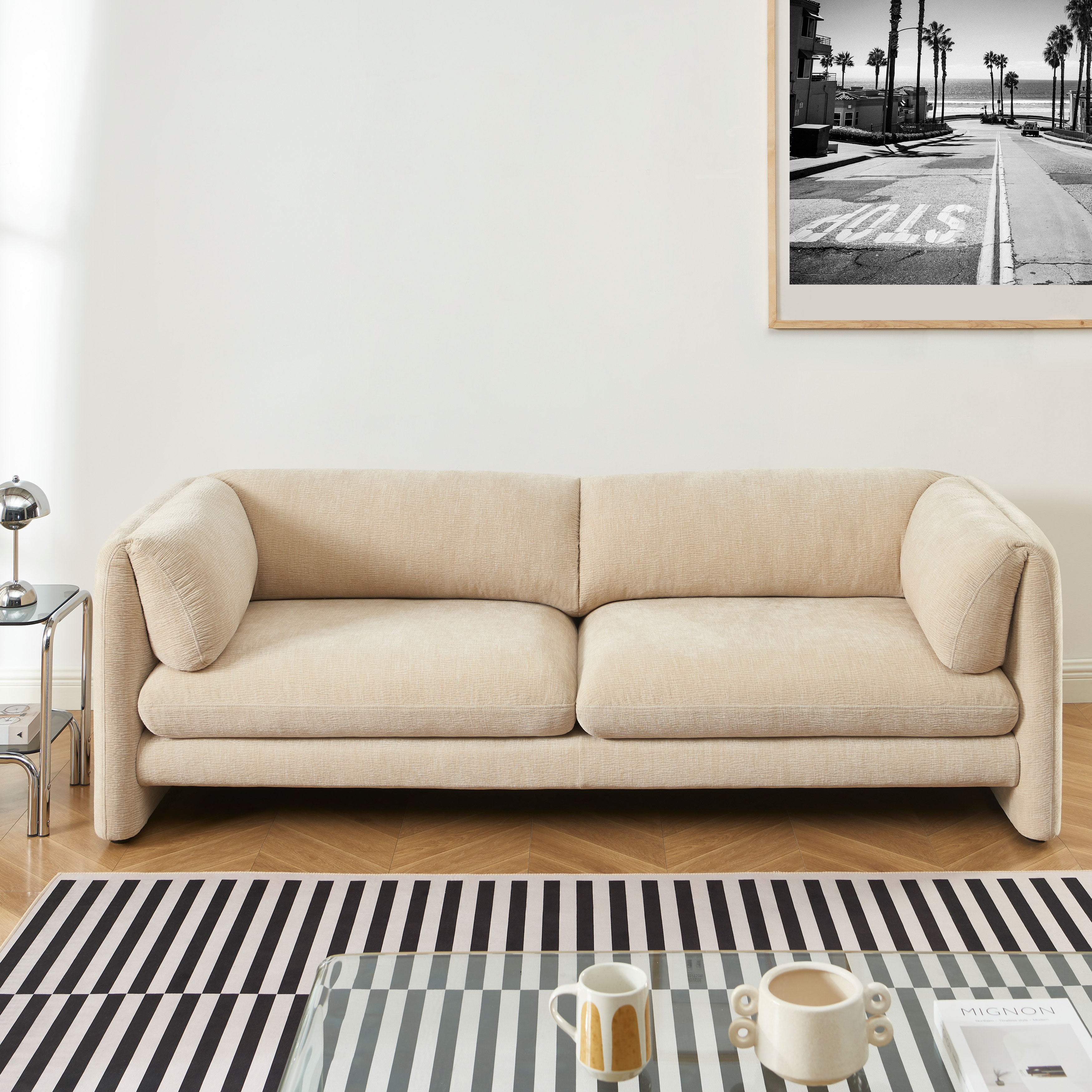 NIKKI 87" 3-Seater Fixed Sofa - Beige