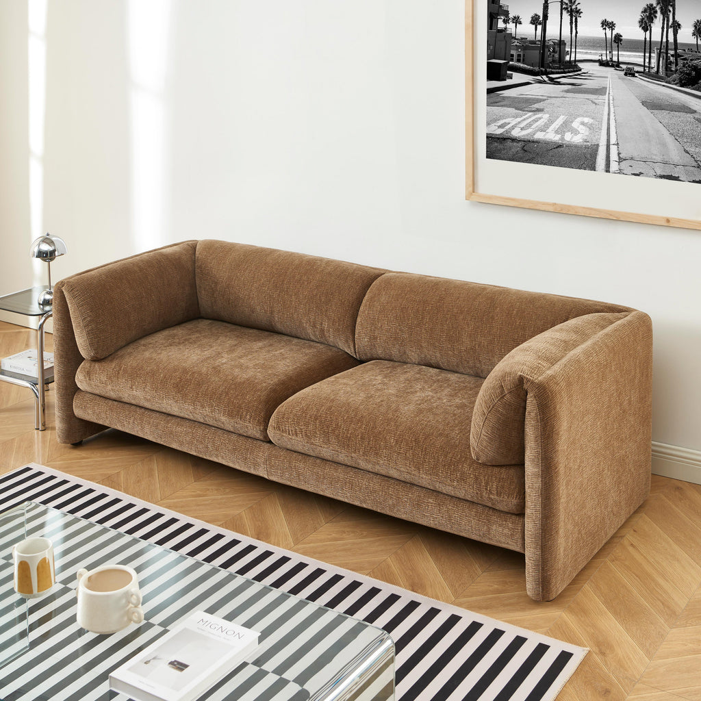 NIKKI 87" 3-Seater Fixed Sofa - Brown