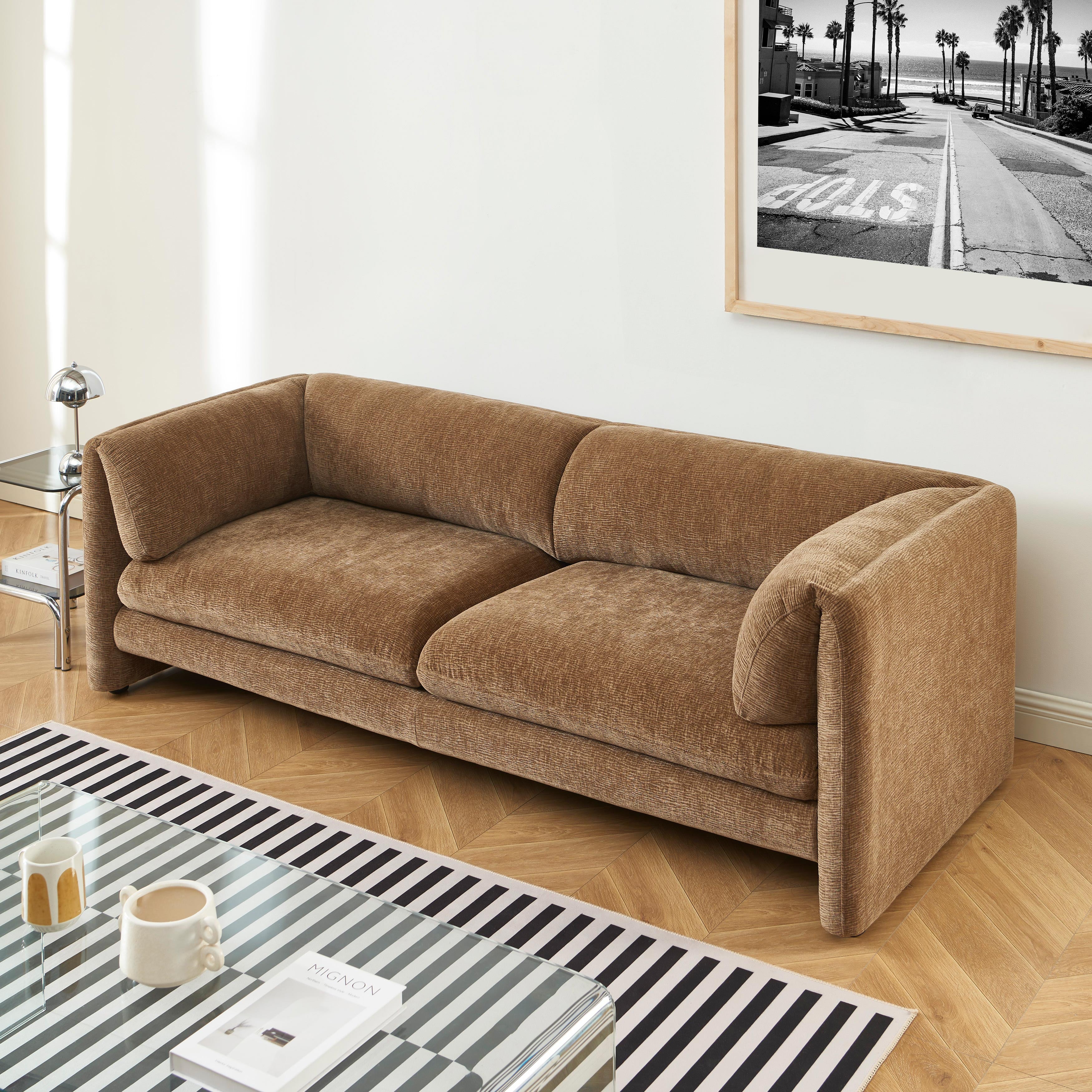 NIKKI 87" 3-Seater Fixed Sofa - Brown
