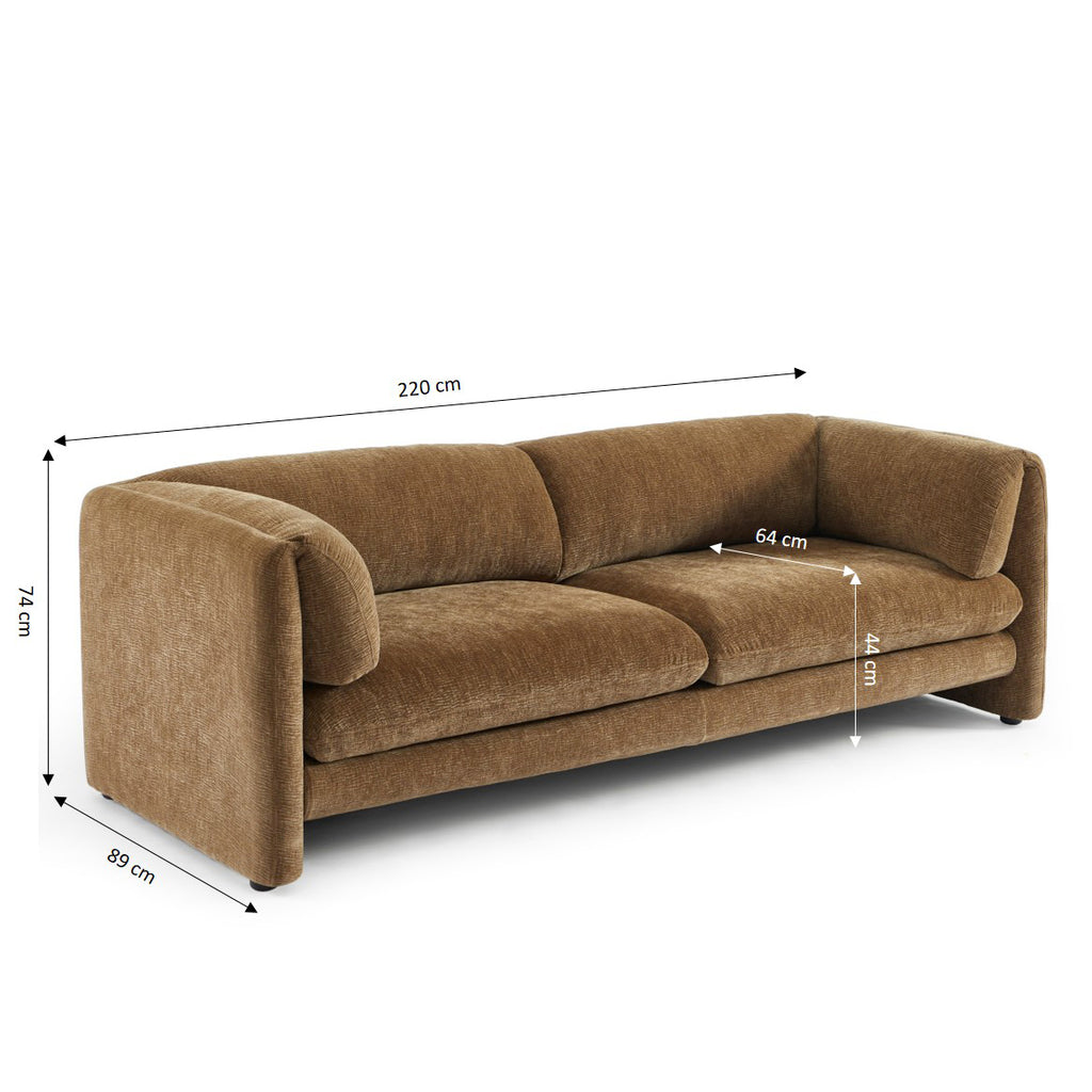 NIKKI 87" 3-Seater Fixed Sofa - Brown