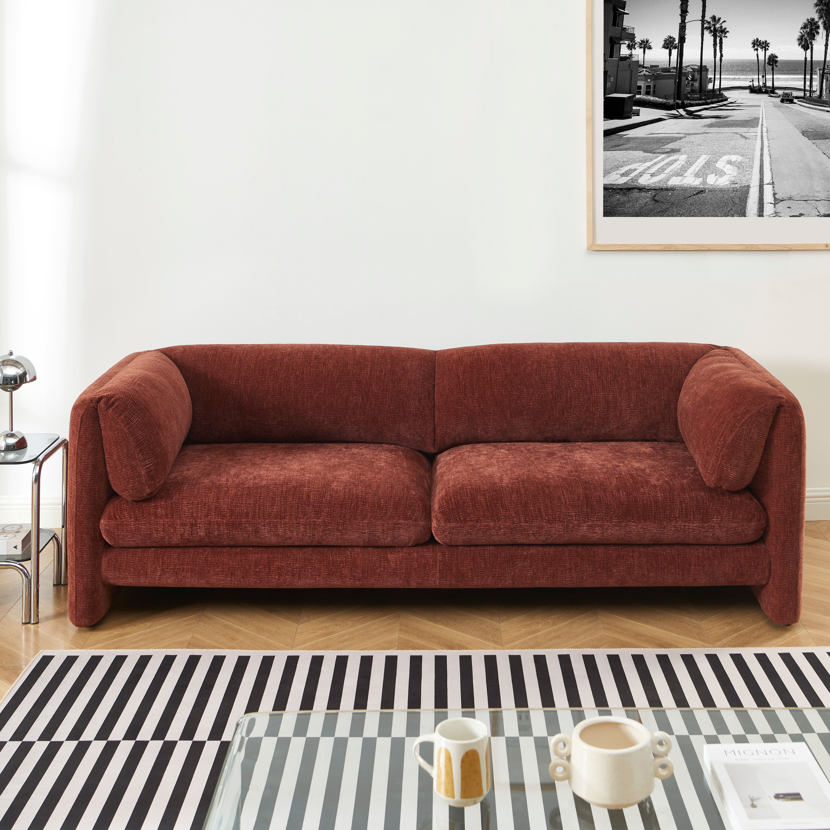 NIKKI 87" 3-Seater Fixed Sofa - Terracotta