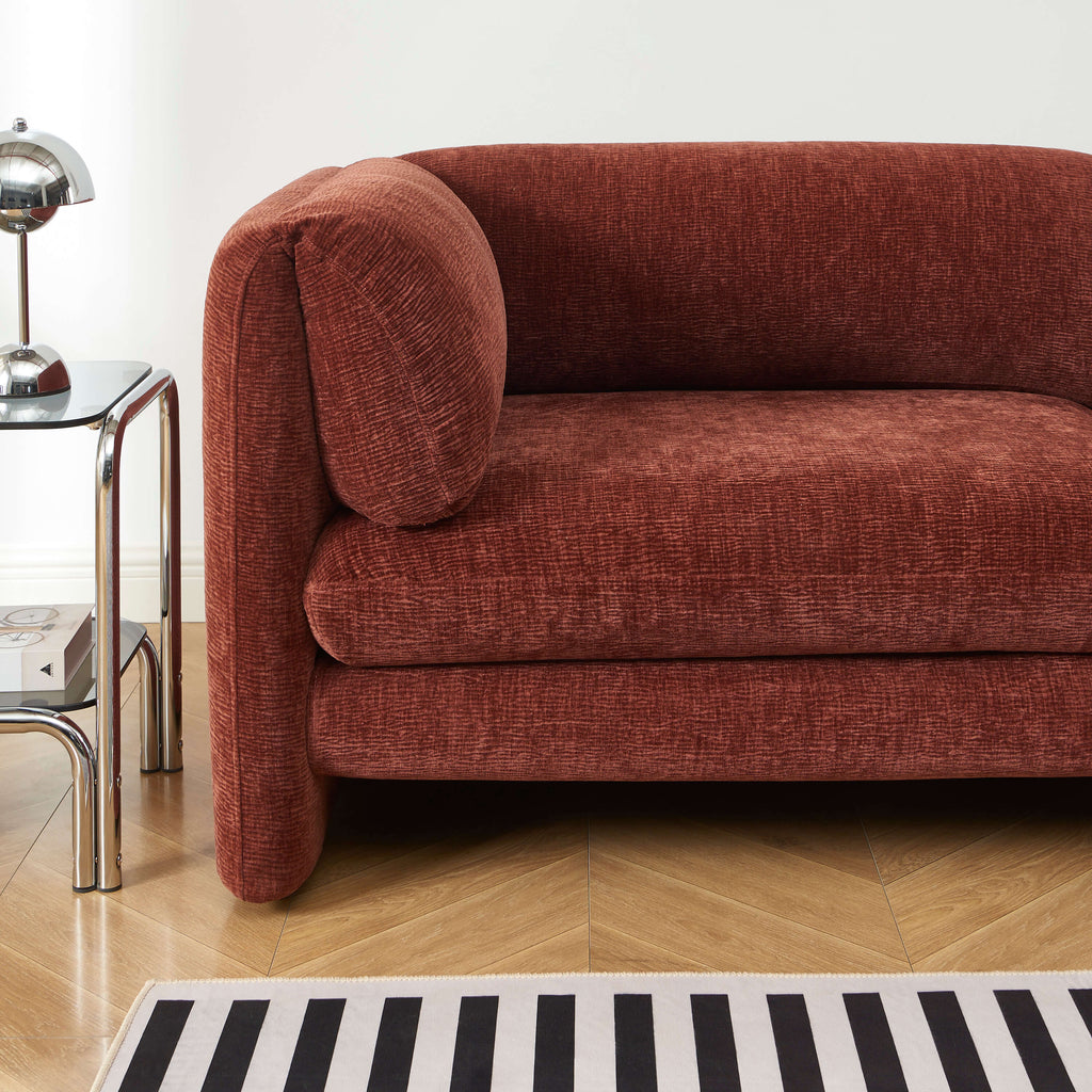 NIKKI 87" 3-Seater Fixed Sofa - Terracotta
