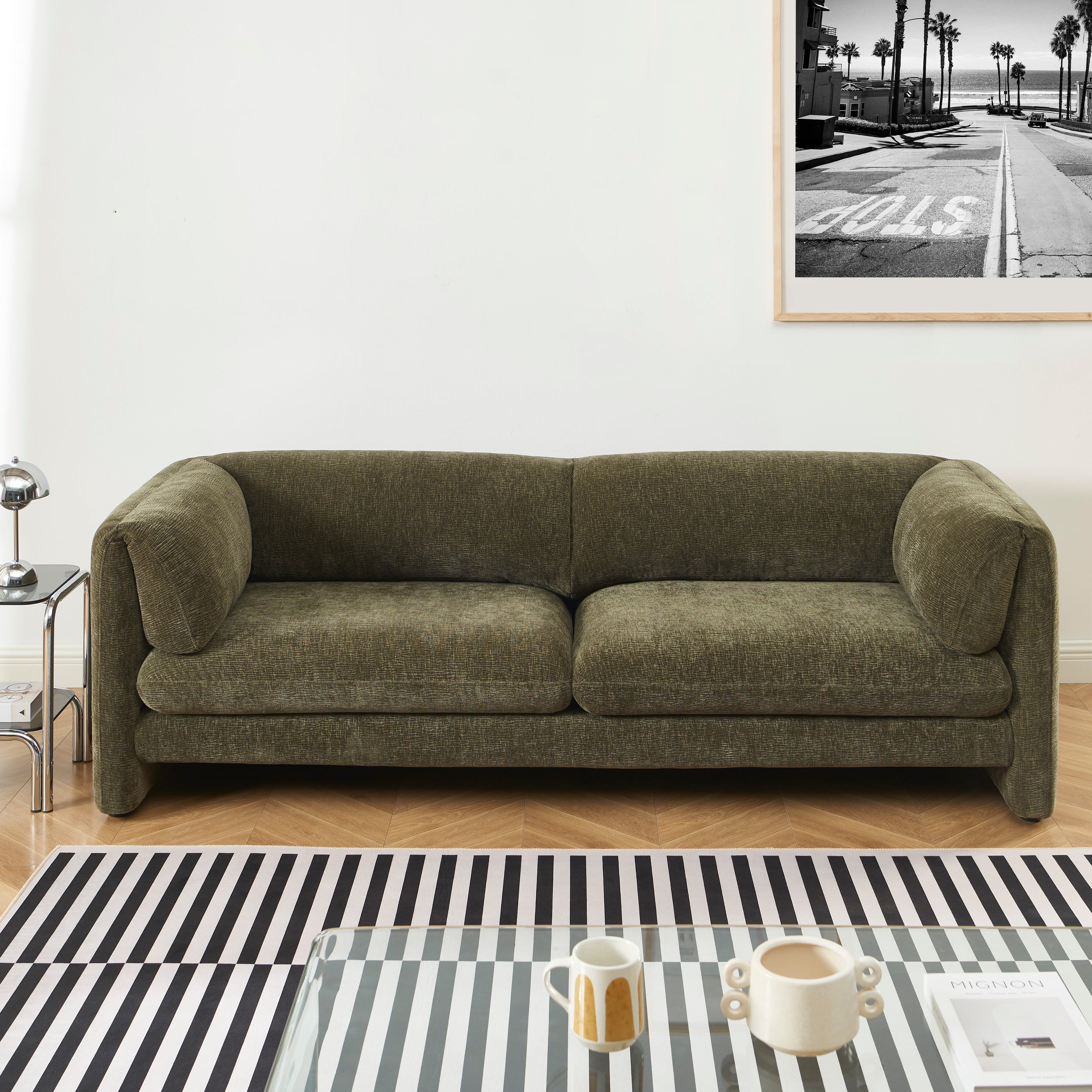 NIKKI 87" 3-Seater Fixed Sofa - Green