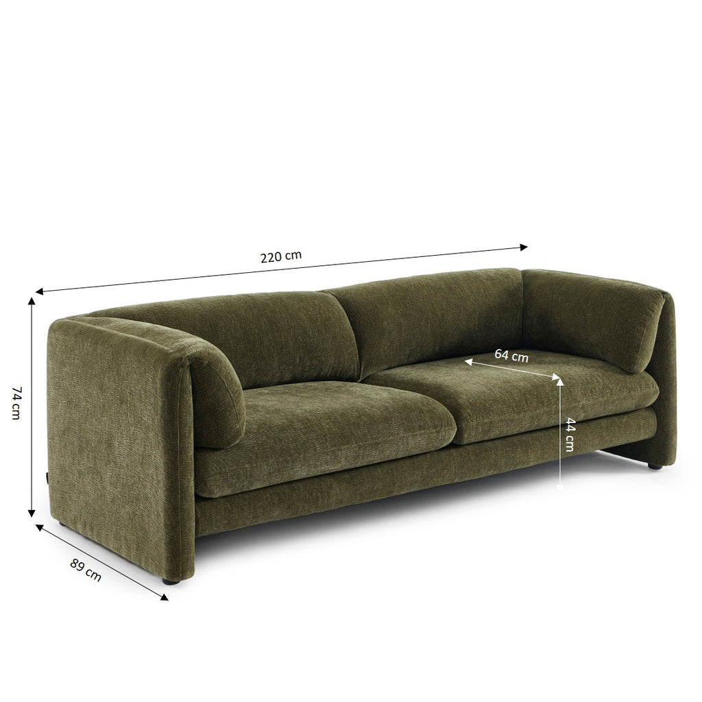 NIKKI 87" 3-Seater Fixed Sofa - Green