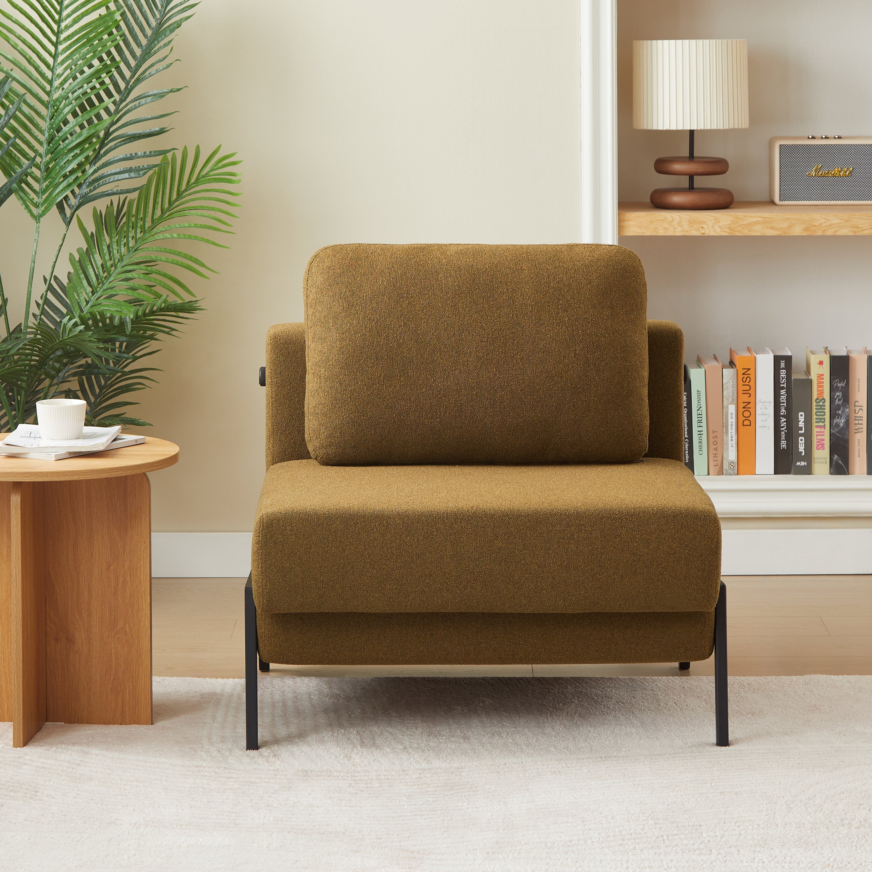 Convertible Armchair Nio 1 Seater Fabric Brown – Brown