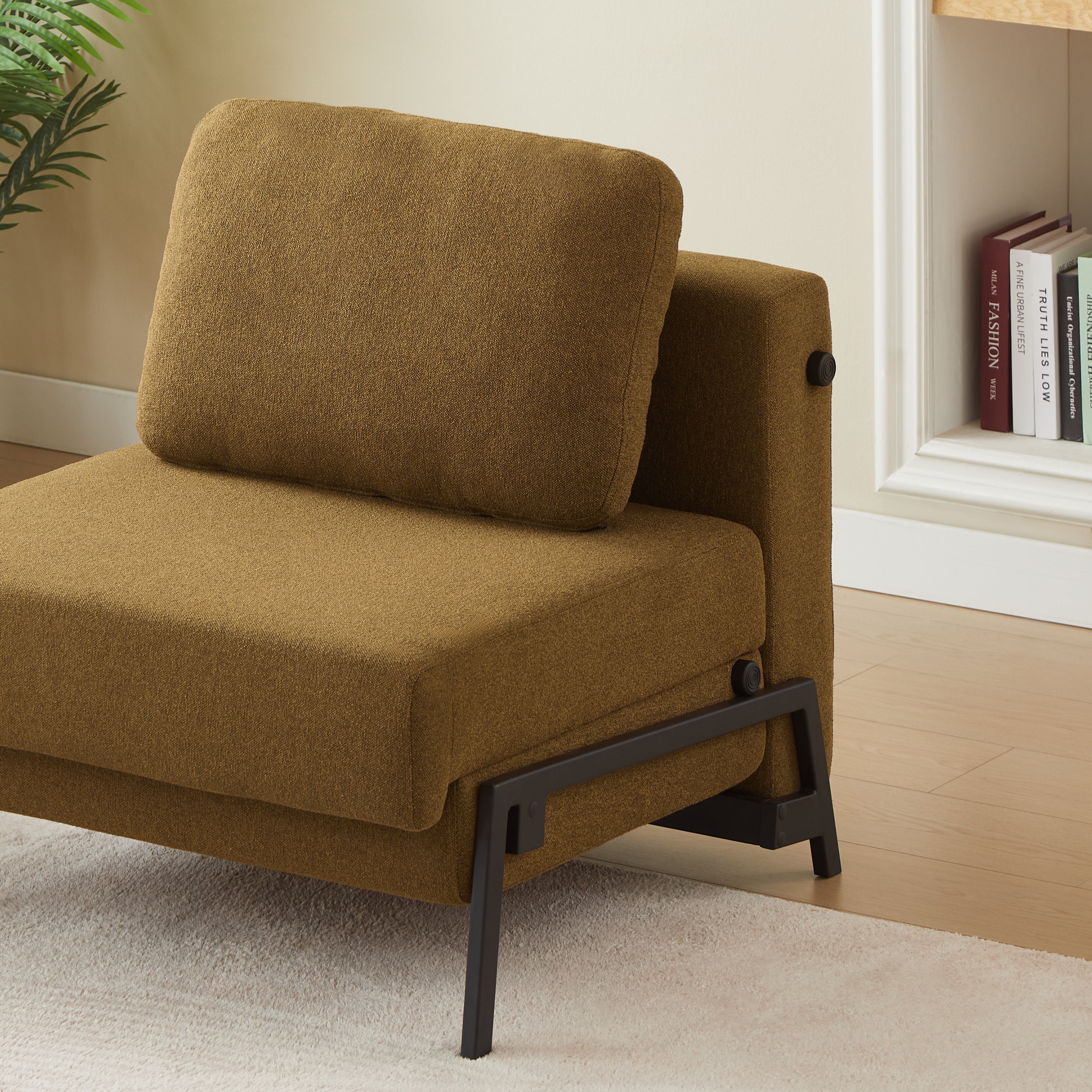 Convertible Armchair Nio 1 Seater Fabric Brown – Brown