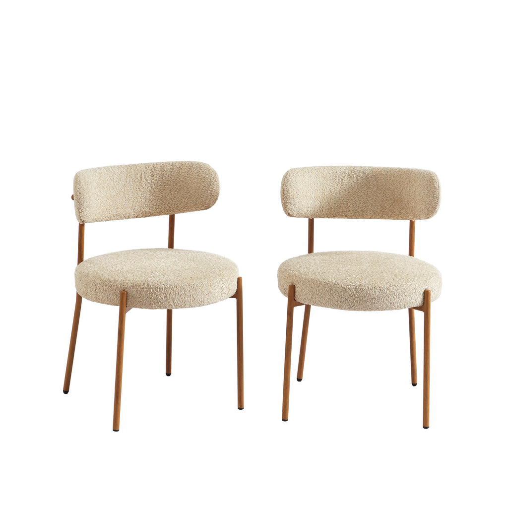 NOA Set of 2 Upholstered Dining Chairs – Beige