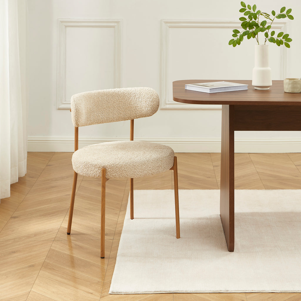 NOA Set of 2 Upholstered Dining Chairs – Beige